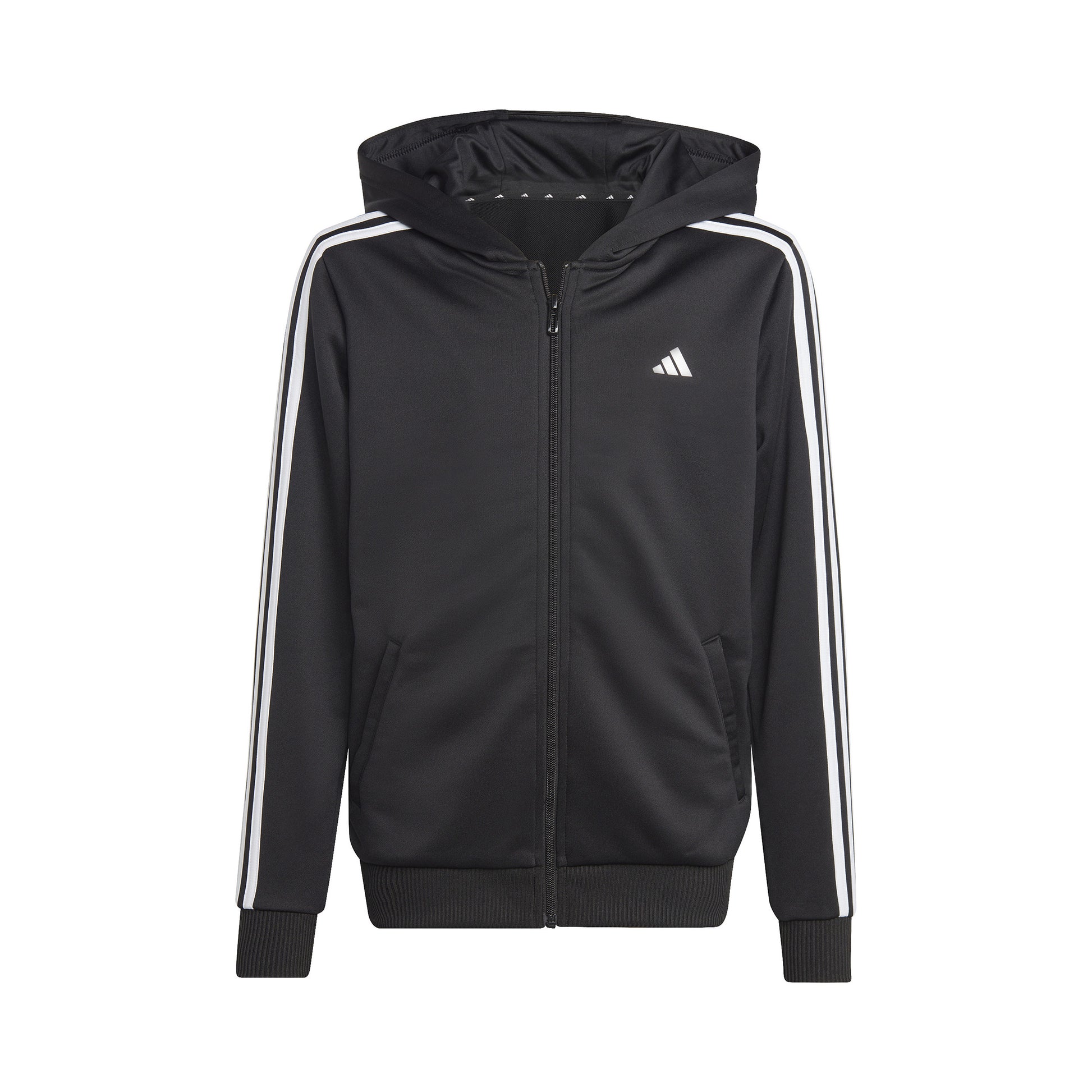 adidas Training ES 3 Stripes Full-Zip Zip Hoodie Kids - black, white