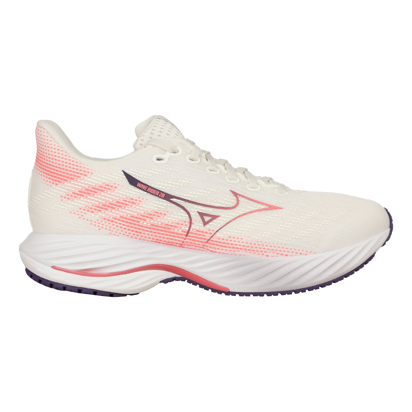 Mizuno Wave Rider 28 Neutralschuh Damen-Weiß,Rosa