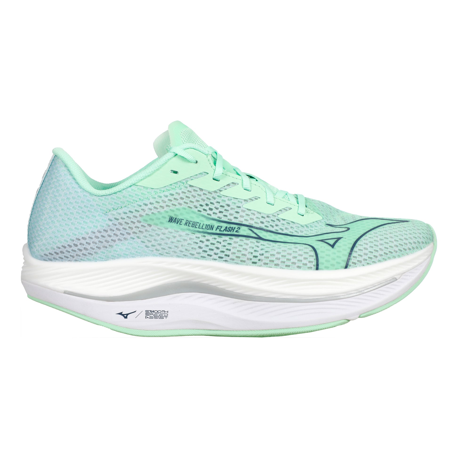 Mizuno Wave Rebellion Flash 2 Competition Running Shoe Men-Mint,Dark Blue
