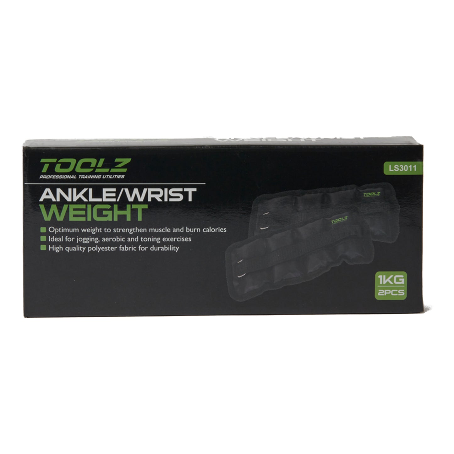 TOOLZ Wrist/Ankle Weight 1kg-2pcs Weighted Cuffs-Black