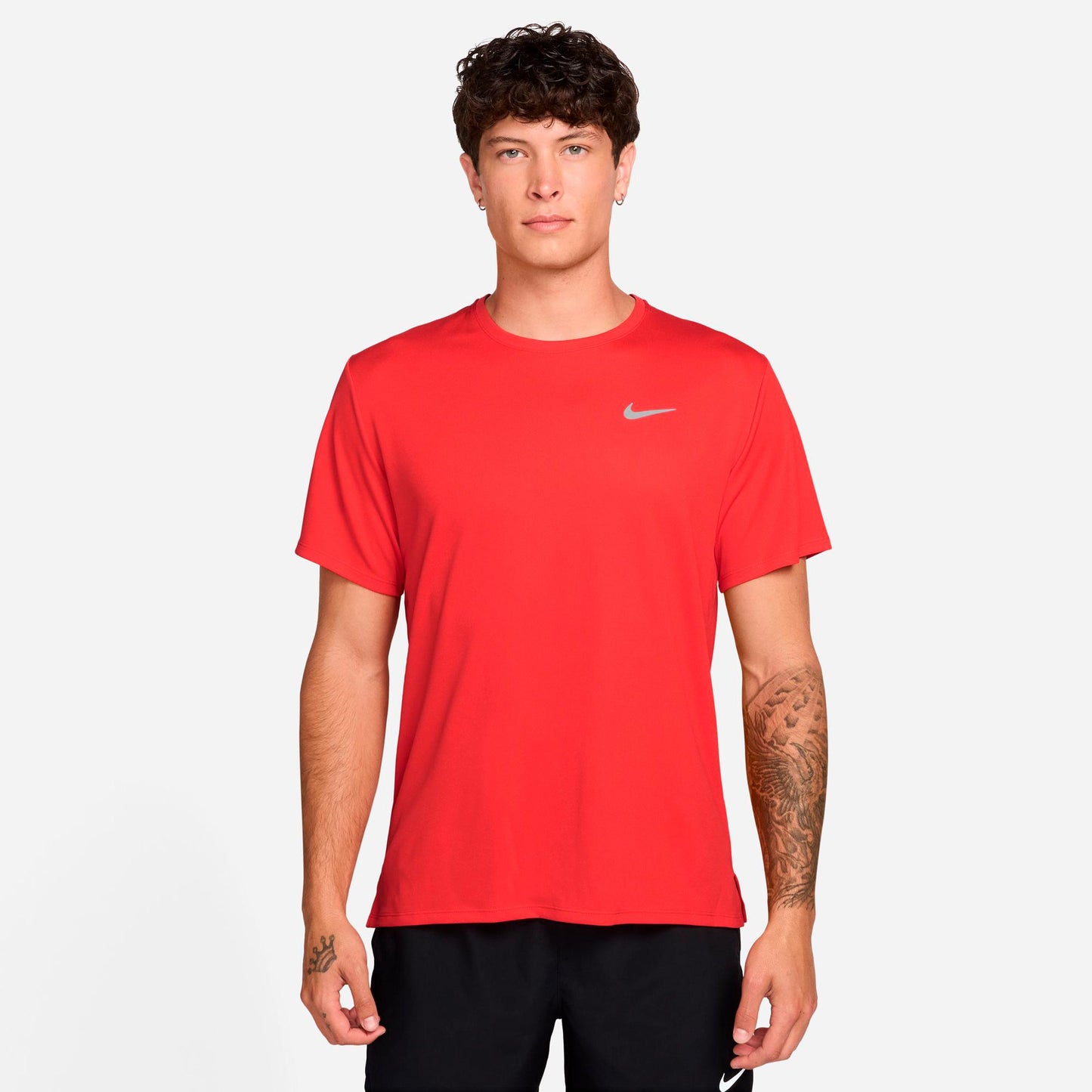 Nike Miler Running shirt Men - lightred, silver