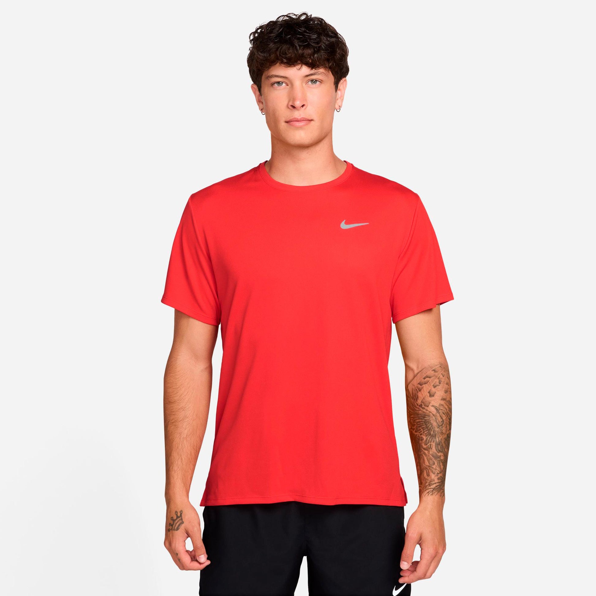 Nike Miler Running shirt Men - lightred, silver