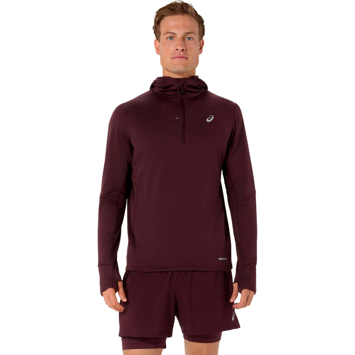 ASICS Road Winter hooded  Running shirt Men - wine red