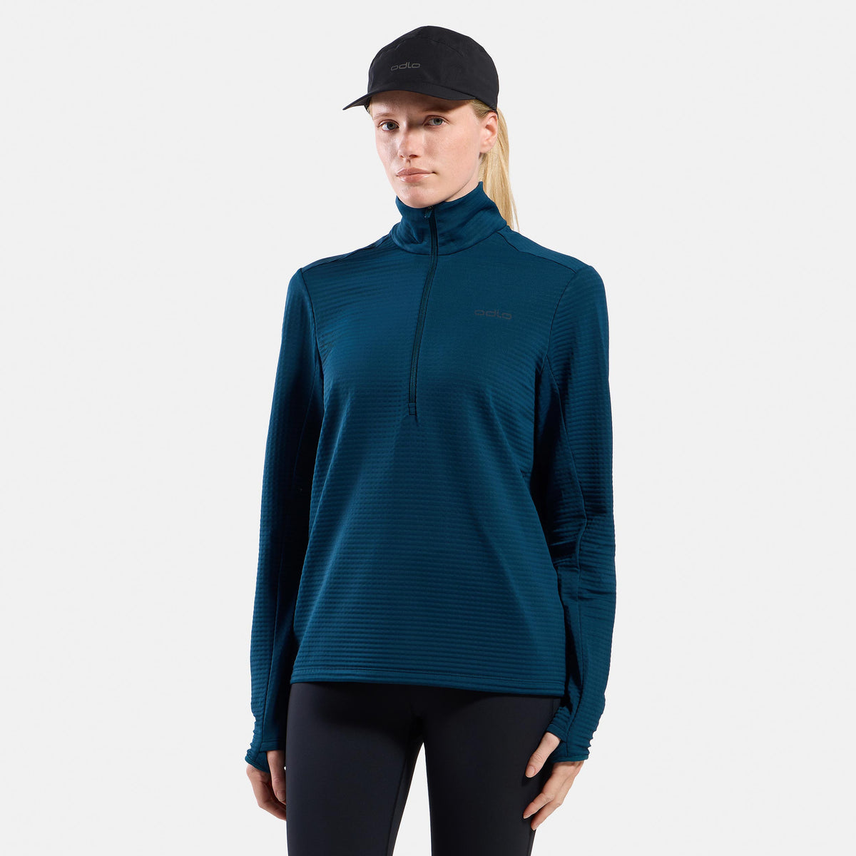 Odlo Essential Thermal Midlayer 1/2 Zip Laufshirt Damen - petrol