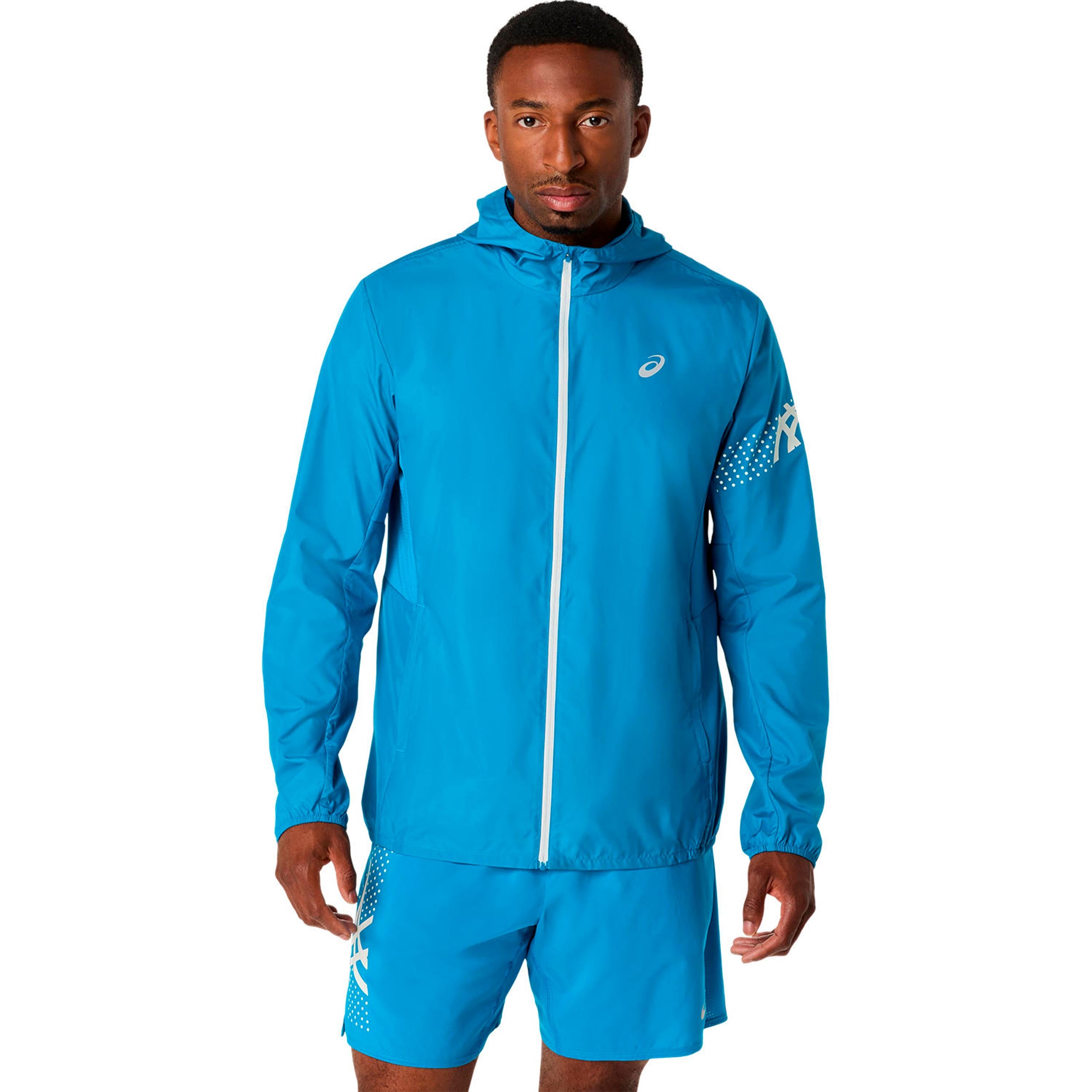 ASICS ジップアップジャケット Euroビンテージミントグリーン/ネイビー Icon Running jacket Men - blue, beige | Running Point