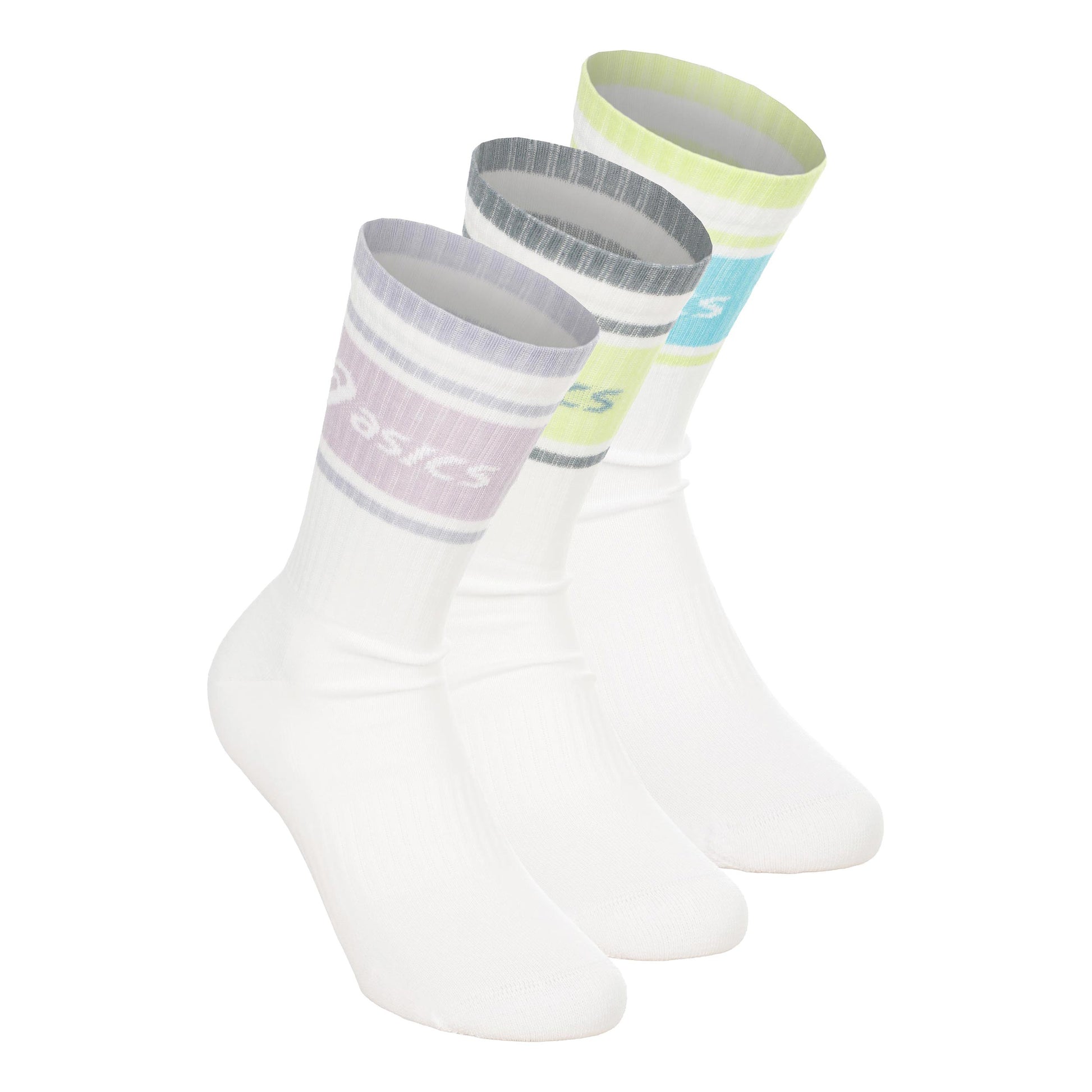 ASICS 3 Pack Asics Logo Crew  Running Socks - white, multicoloured