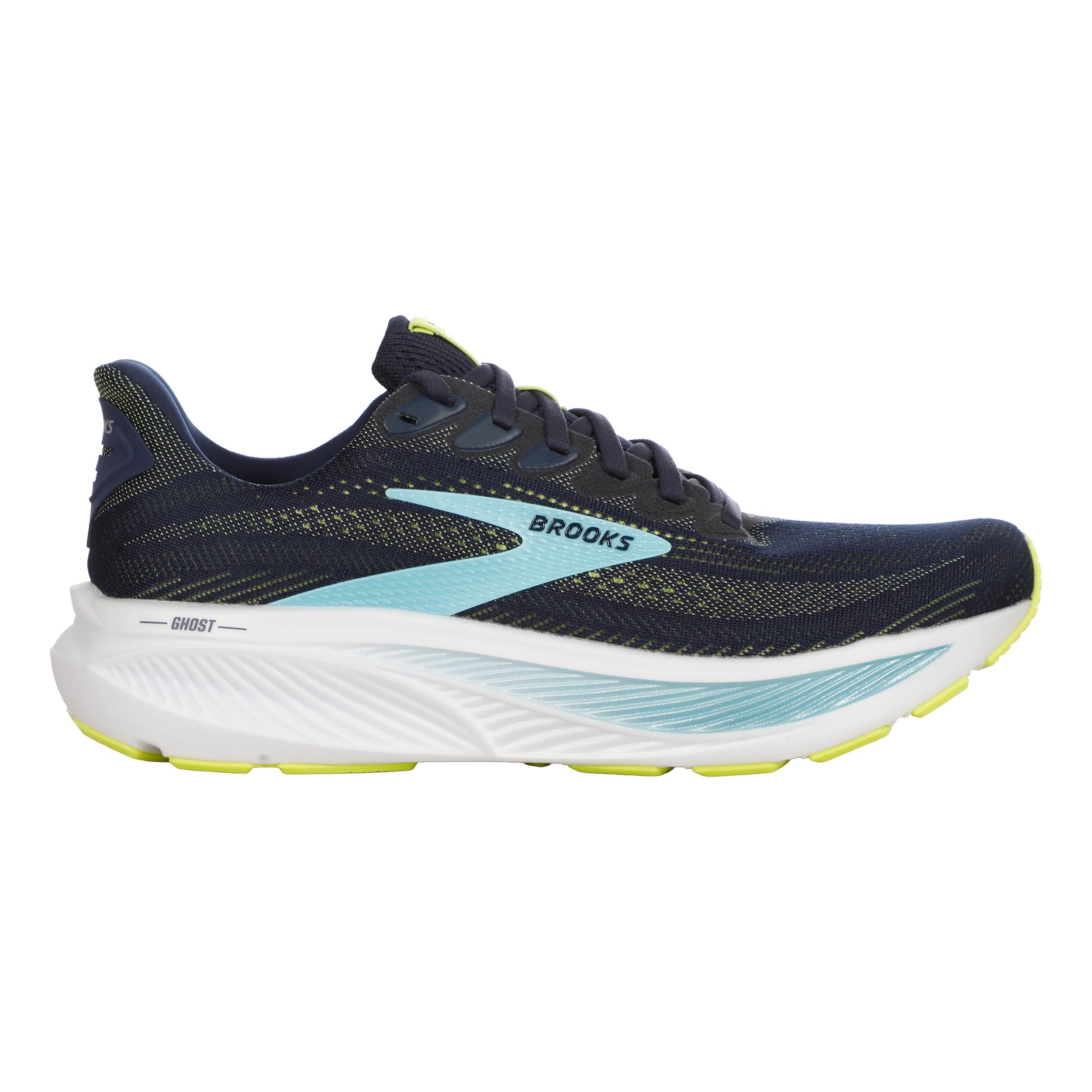 Brooks Ghost 17 WIDE Neutral running shoe Men - dark blue, lime