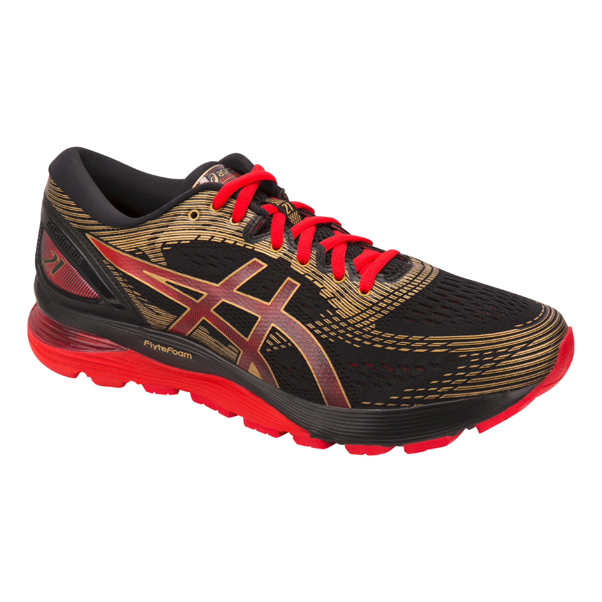 Buy ASICS Gel Nimbus 21 Neutral Running Shoe Men Black Red online