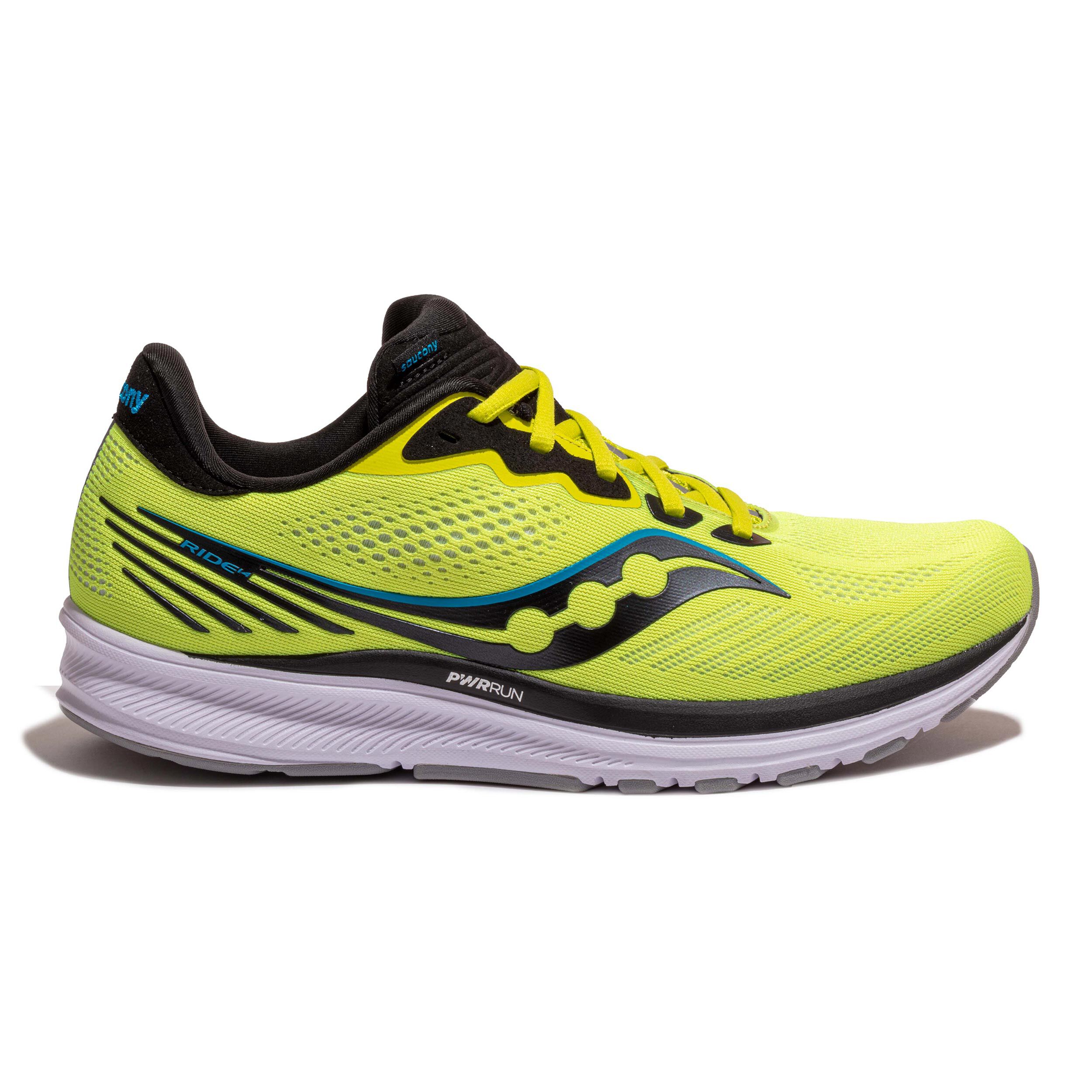 Buy Saucony Ride 14 Neutral Running Shoe Men Yellow Black in size 47 online Running Point COM
