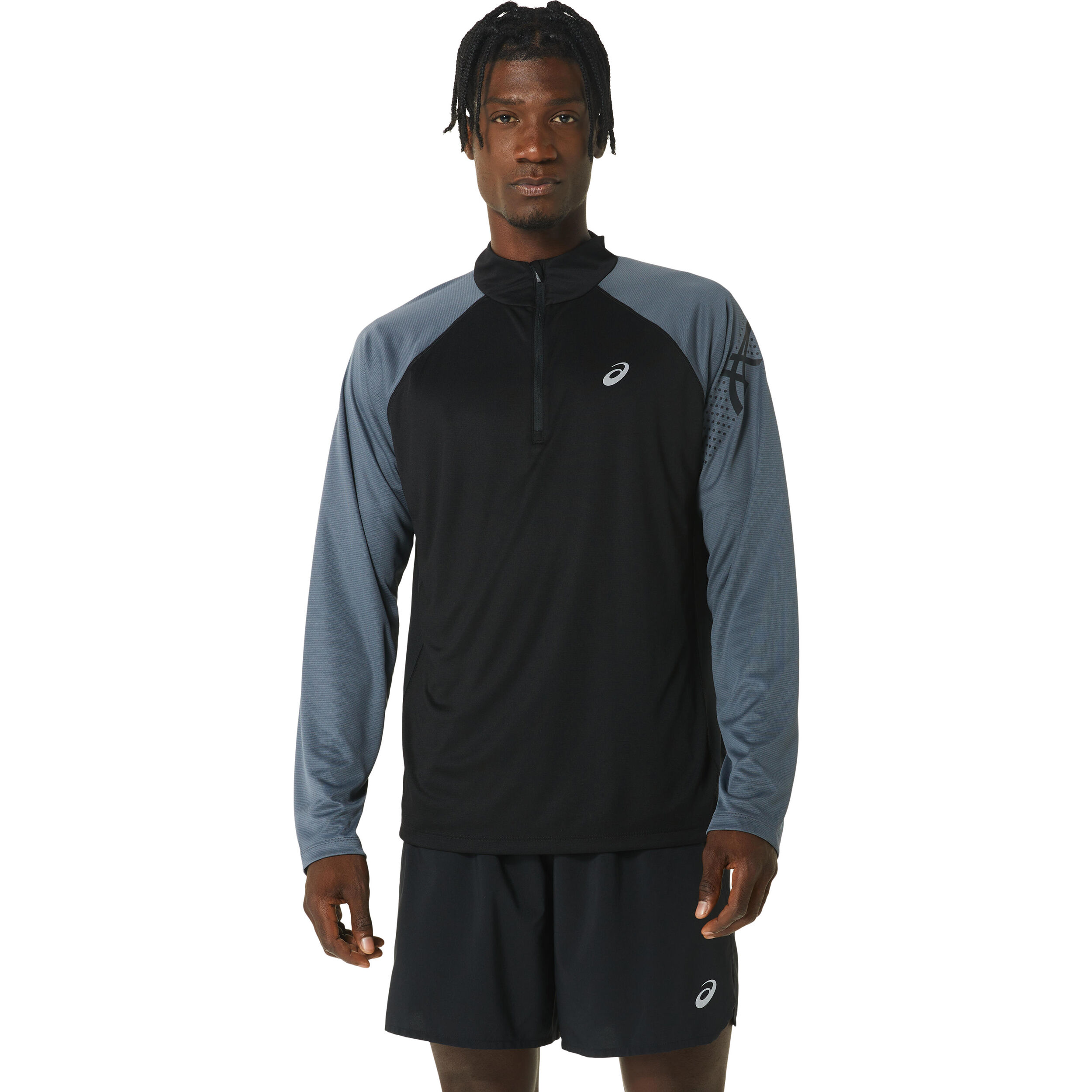 Grey half zip running top online
