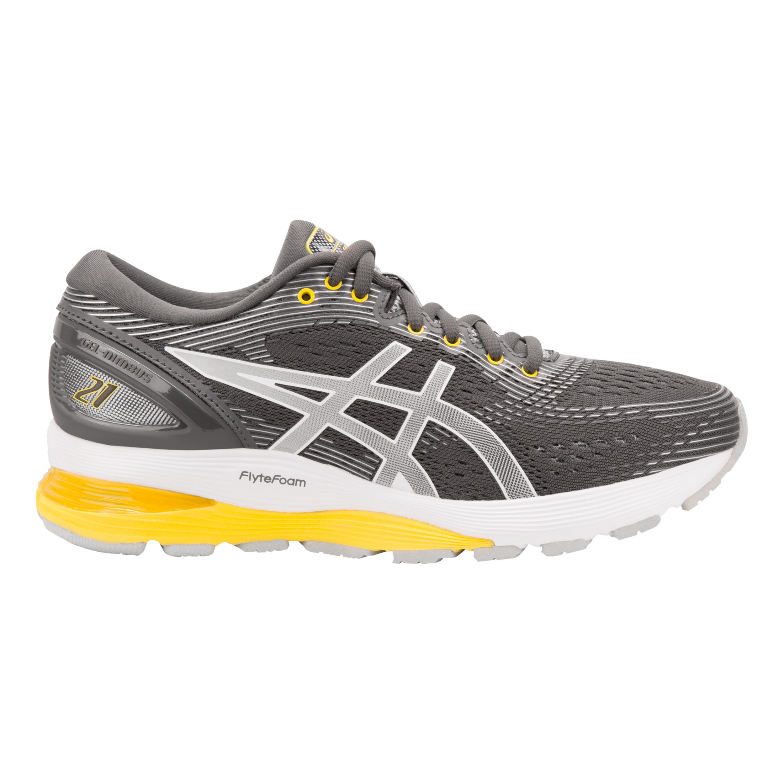 Buy ASICS Gel Nimbus 21 Neutral Running Shoe Women Grey Yellow online Running Point COM