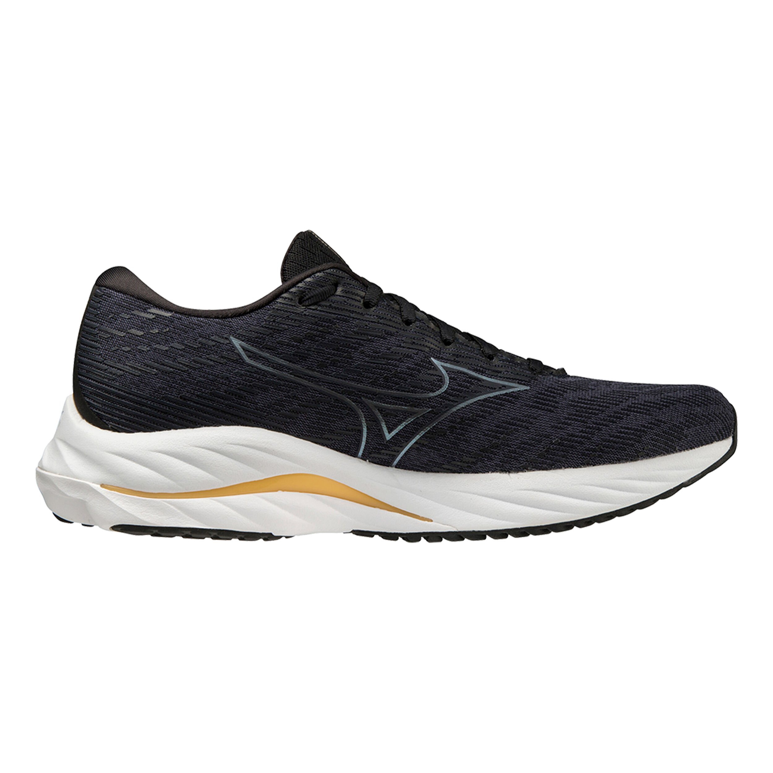 Buy Mizuno Wave Rider 26 E Neutral Running Shoe Men Black Gold in size 42 online Running Point COM