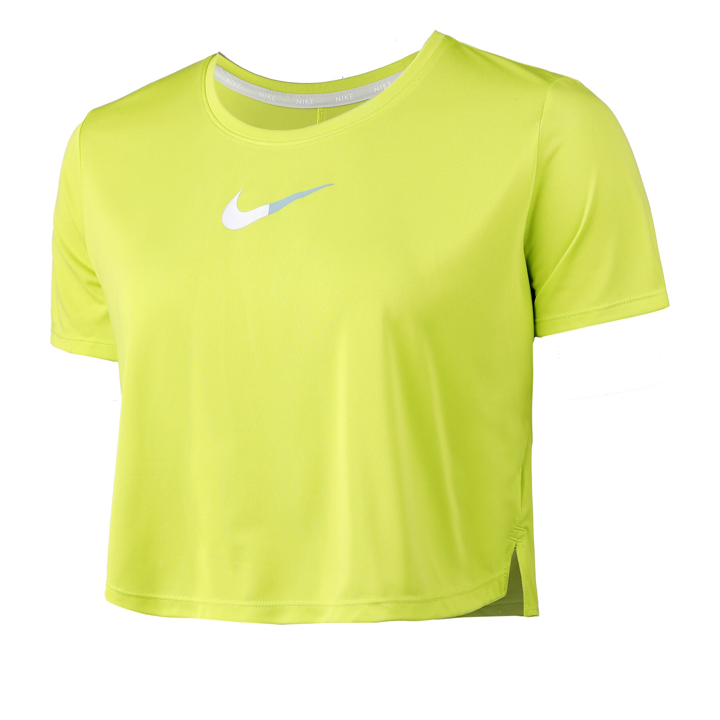 Buy Nike Dri Fit One Color Blocked Standard Fit Cropped T Shirt Women Neon Green online Running Point COM