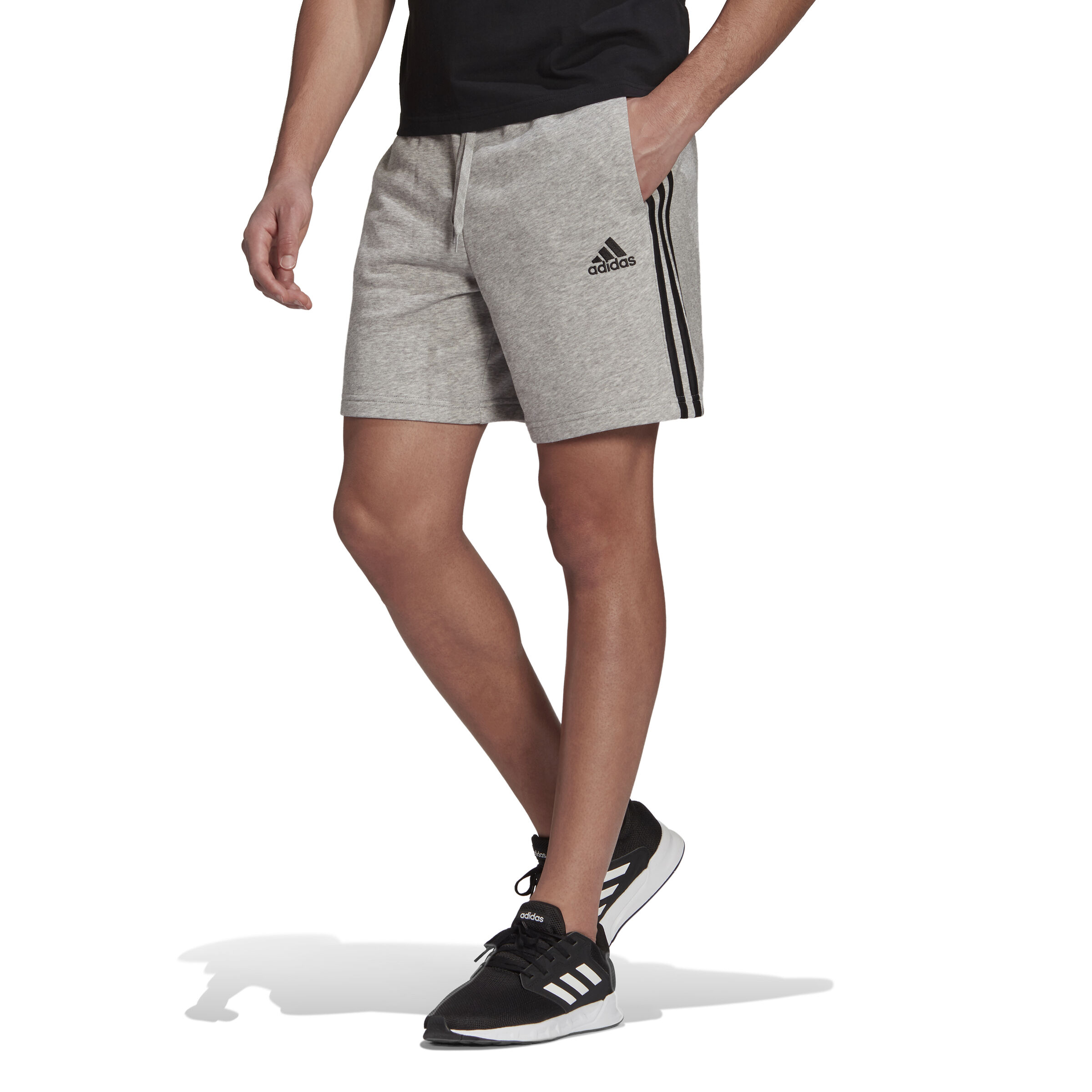 Buy adidas Essentials French Terry 3 Stripes Shorts Men Grey Black online Running Point COM