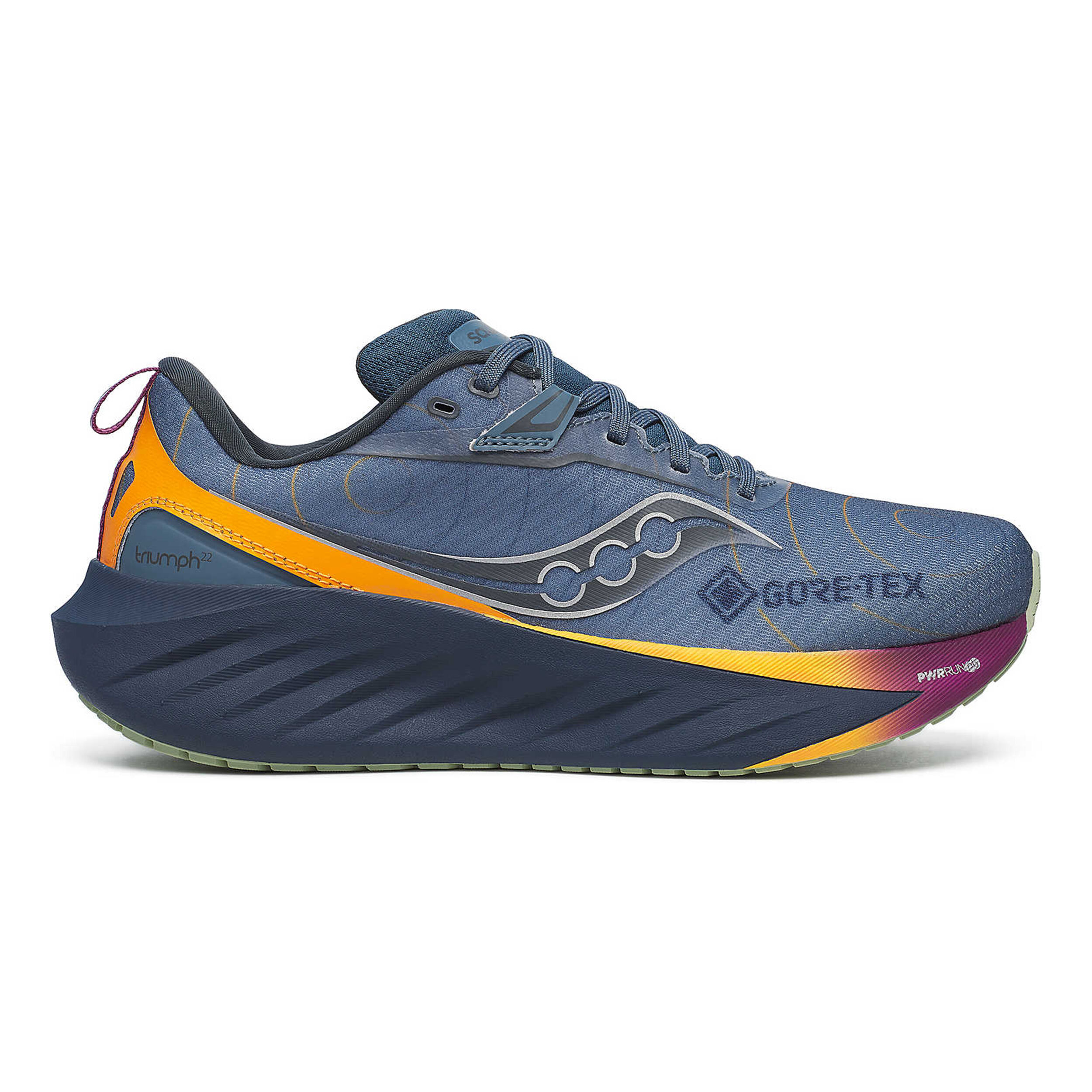 Buy Saucony Triumph 22 GTX Neutral Running Shoe Women Grey Orange online Running Point COM