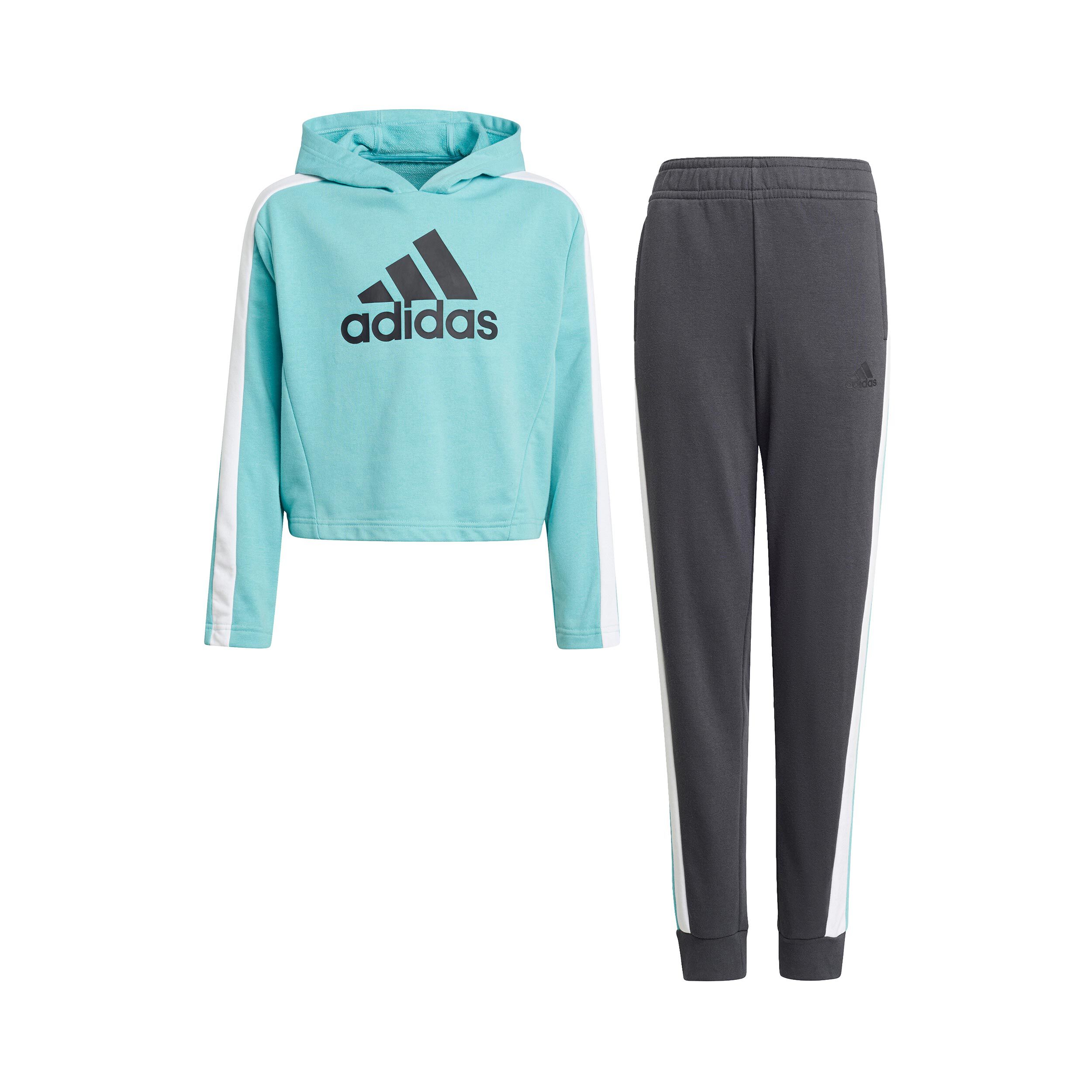 Buy adidas Hooded Crop Tracksuit Kids Turquoise Black online Running Point COM