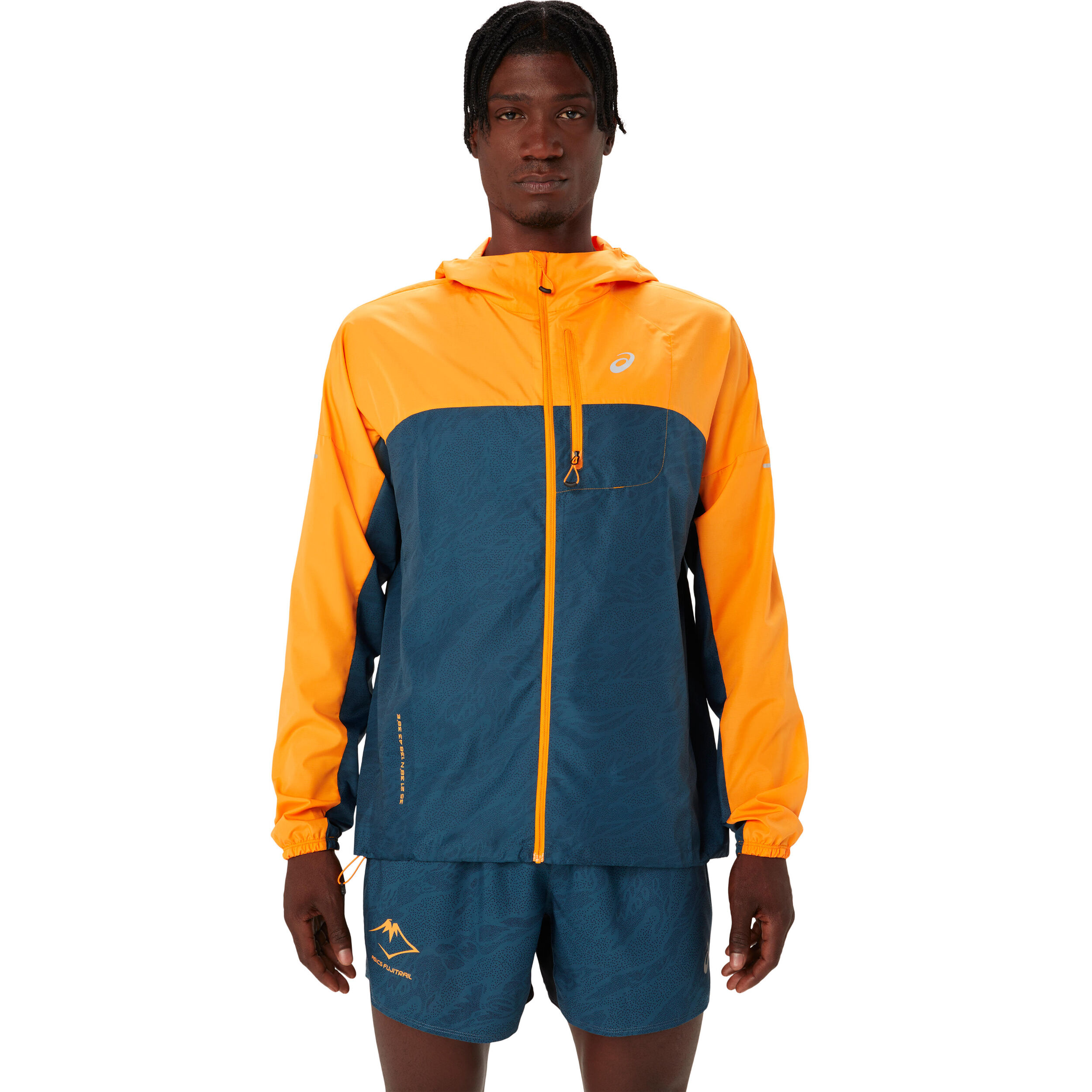 online | Running Point buy ASICS Fujitrail Packable Windbreaker Running  Jacket Men - Orange, Dark Blue