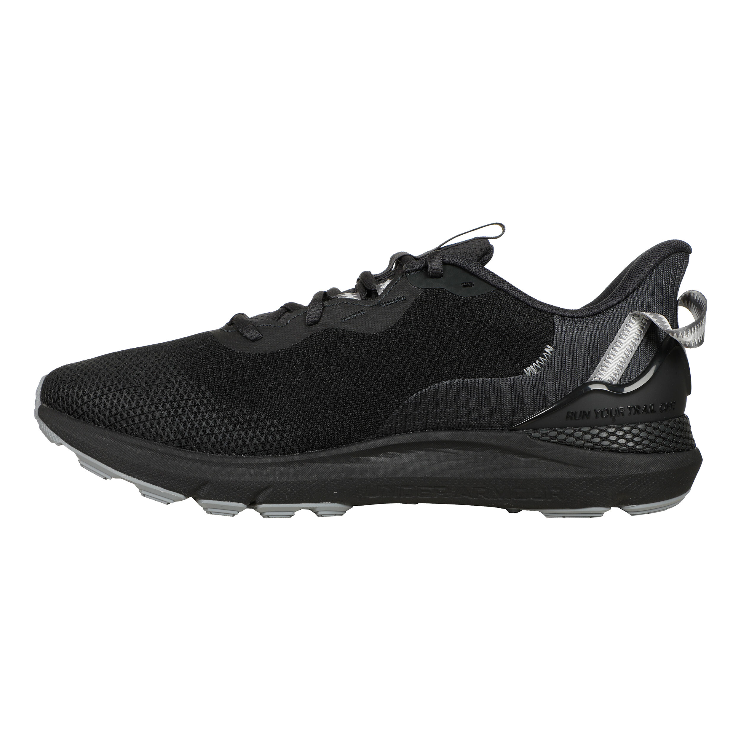 Under armour all black running shoes on sale