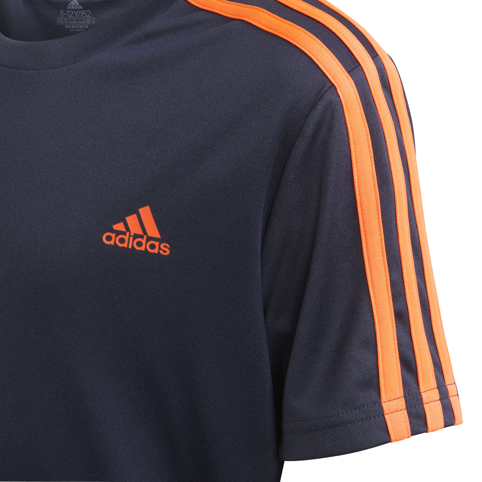 Buy adidas 3 Stripes T Shirt Boys Dark Blue Orange in size 116 online Running Point COM