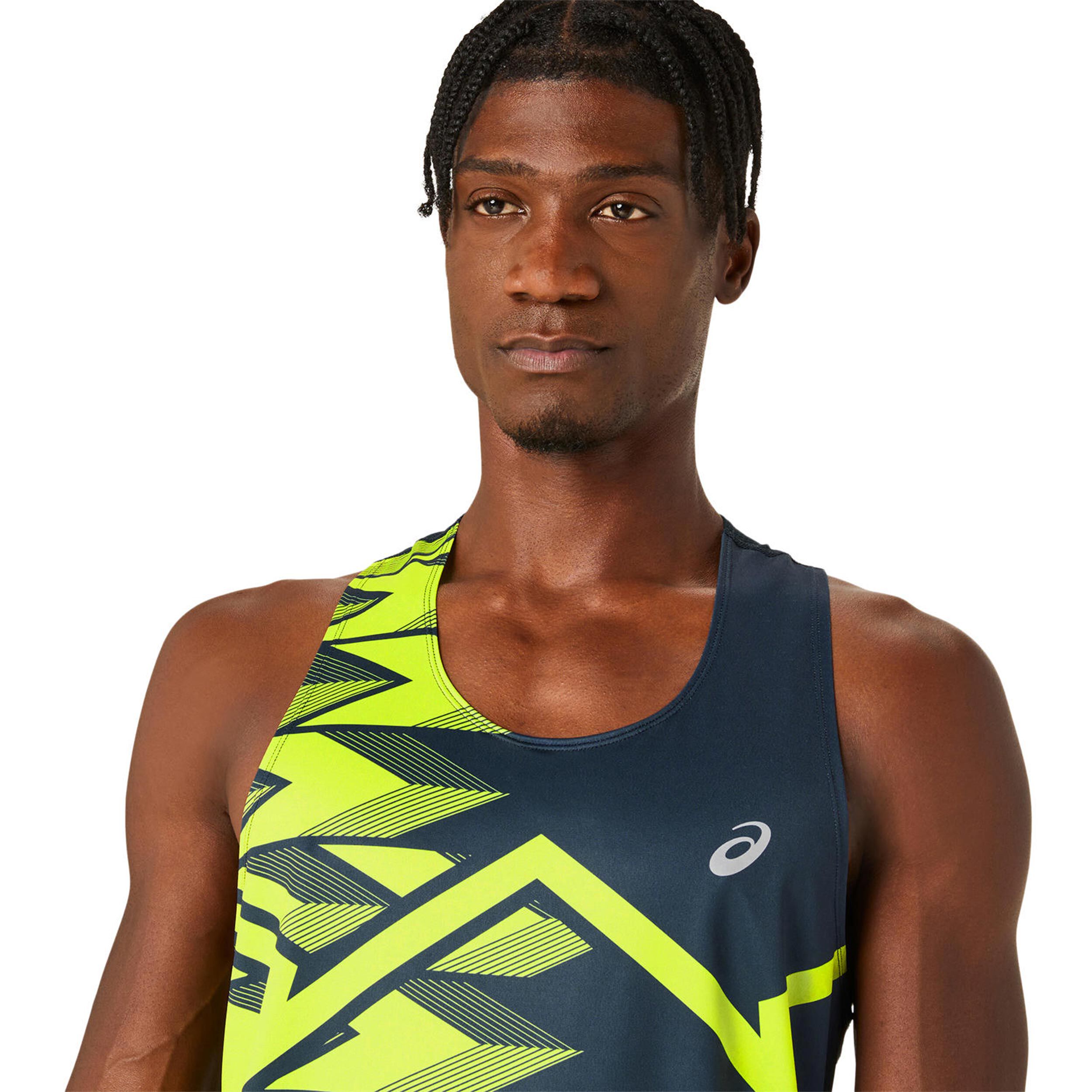 Buy ASICS Light Graphic Tank Top Men Dark Blue Neon Yellow online Running Point COM