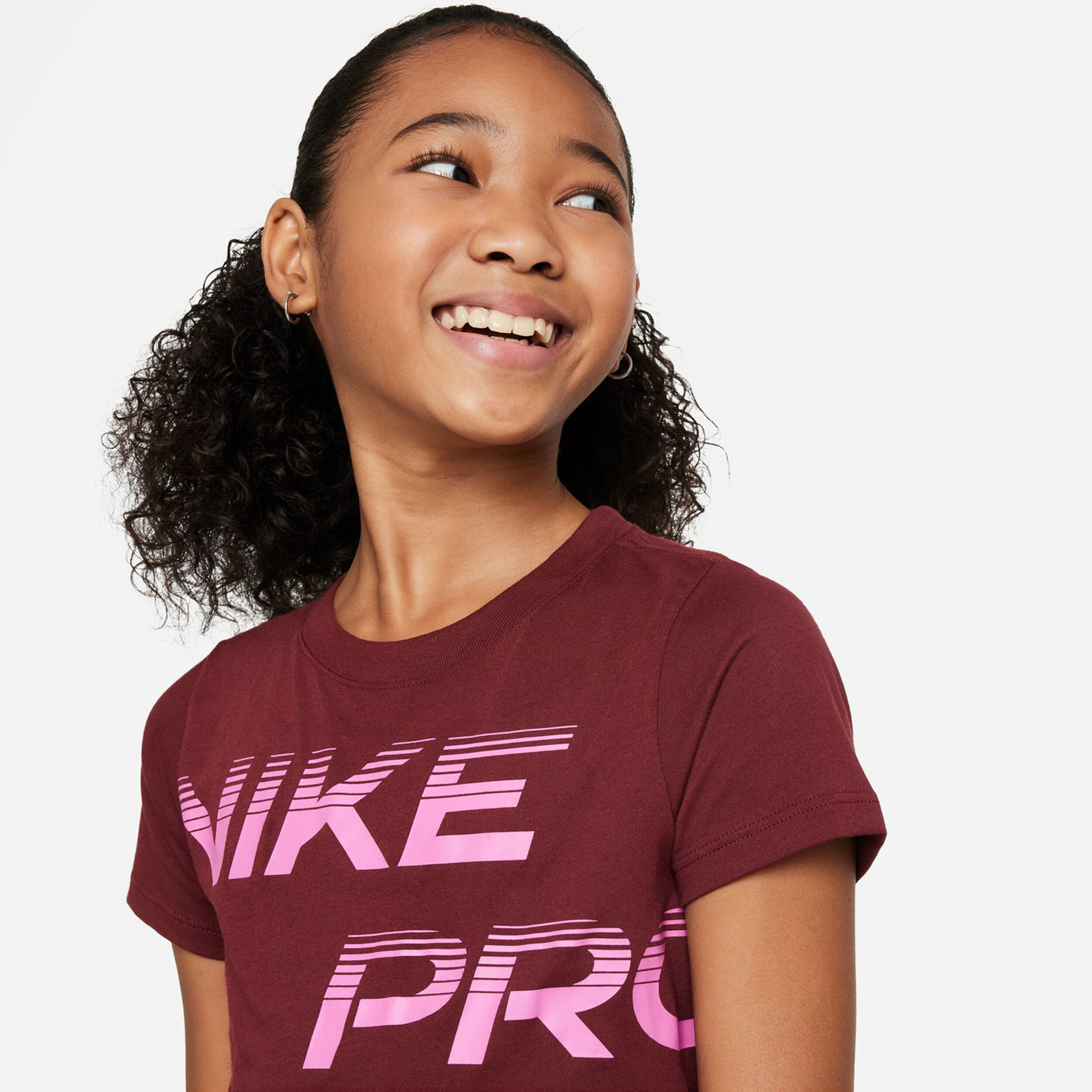Buy Nike Dri Fit Essential Cropped T Shirt Girls Dark Red Pink online Running Point COM
