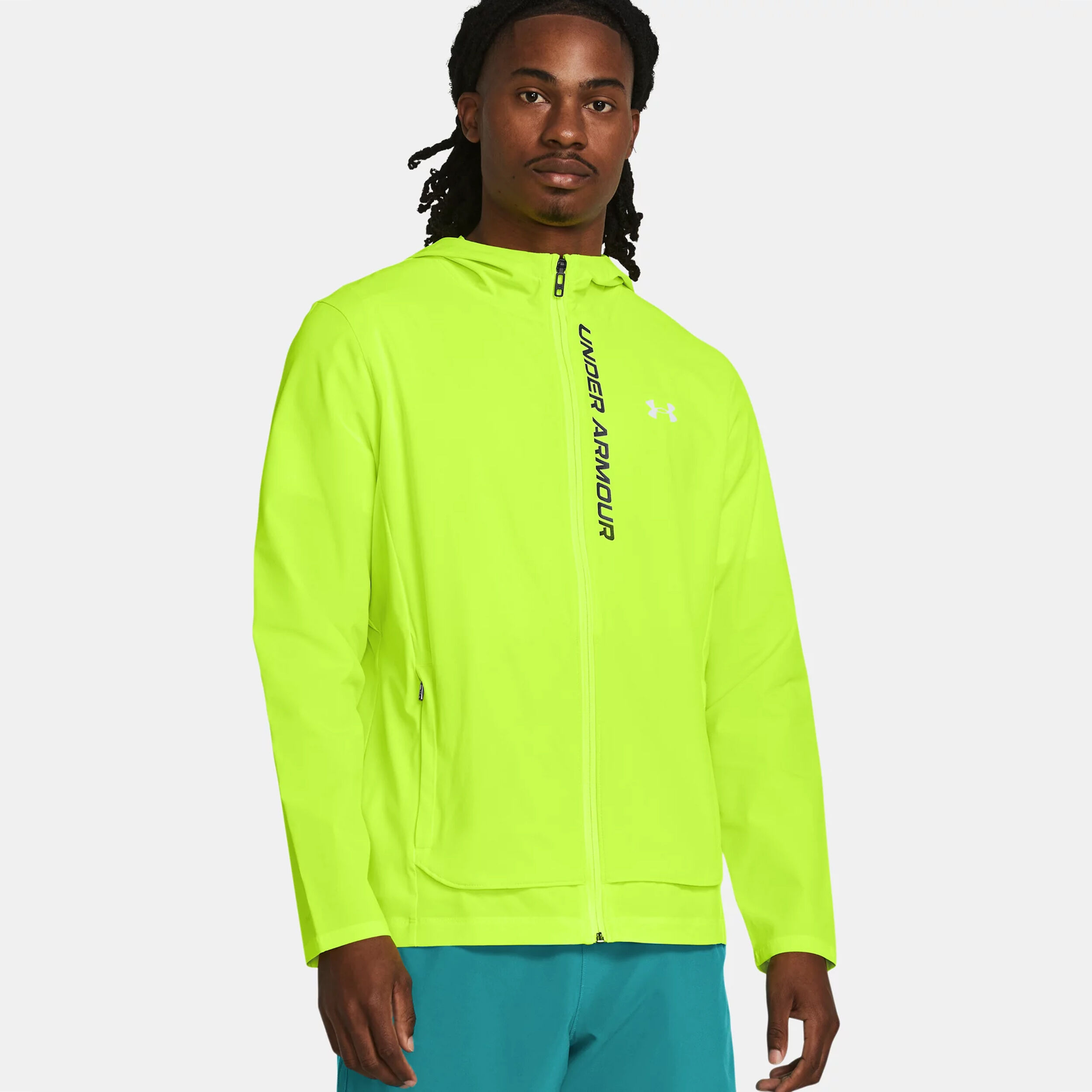 Buy Under Armour Outrun The Storm Running Jacket Men Neon Yellow Black in size L online Running Point COM