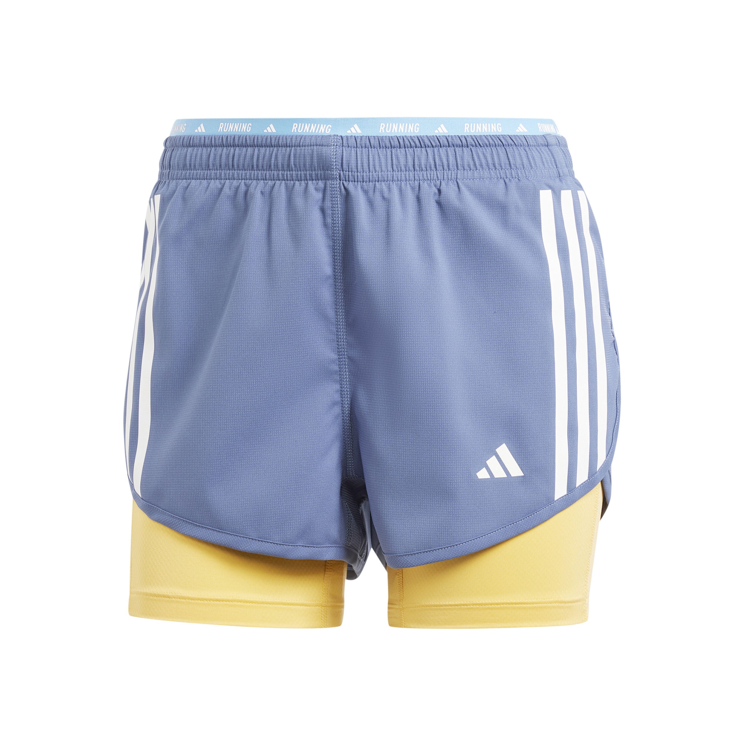 Buy adidas Own The Run 3S 2in1 Short Running Shorts Women Light Blue Yellow online Running Point COM