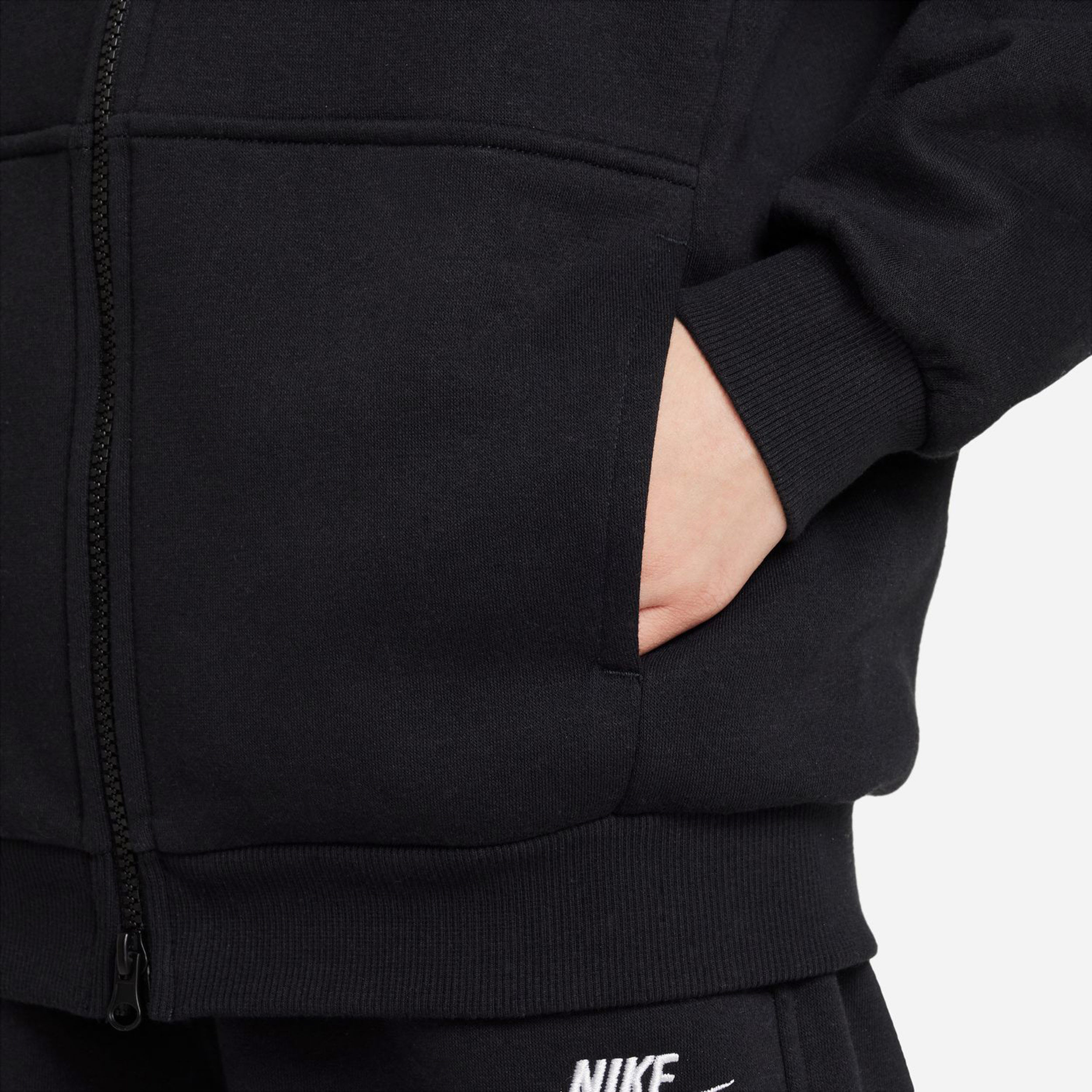 Club Oversized Fleece Zip Hoodie Girls Black