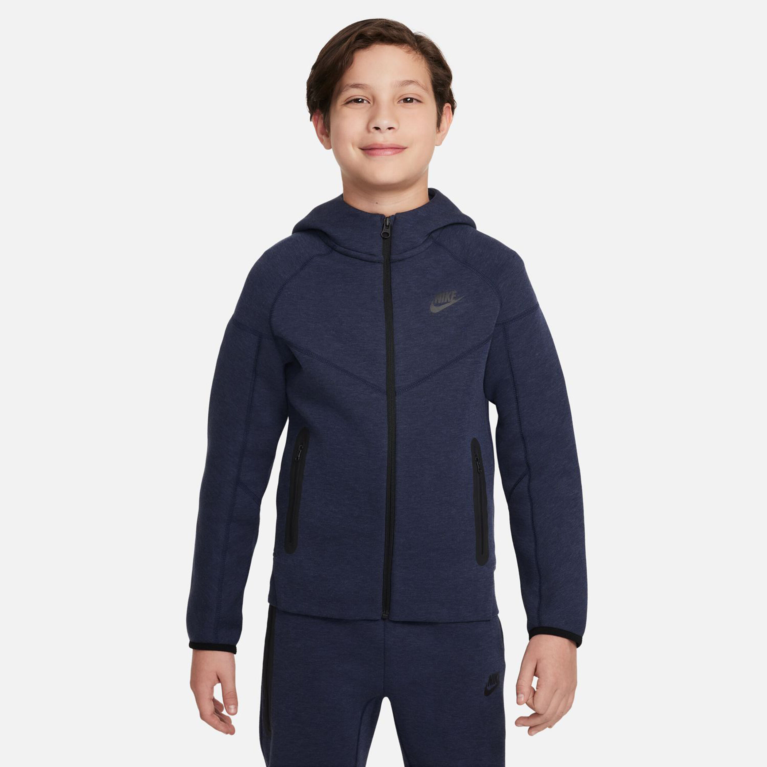 Tech Fleece Full Zip Hoodie Boys Dark Blue