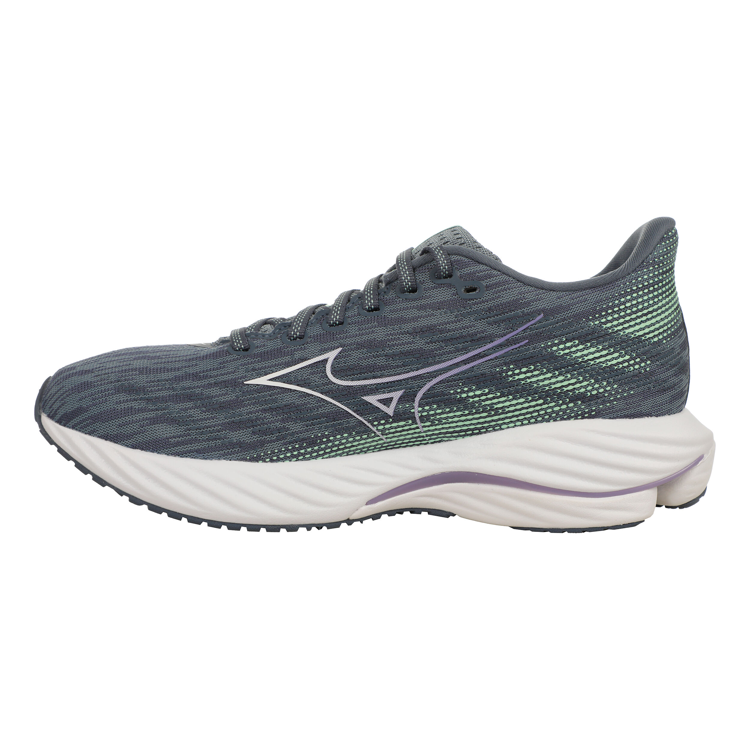 nori110 Mizuno Men's Wave Rider 28 - Vintage Indigo/Neo Mint