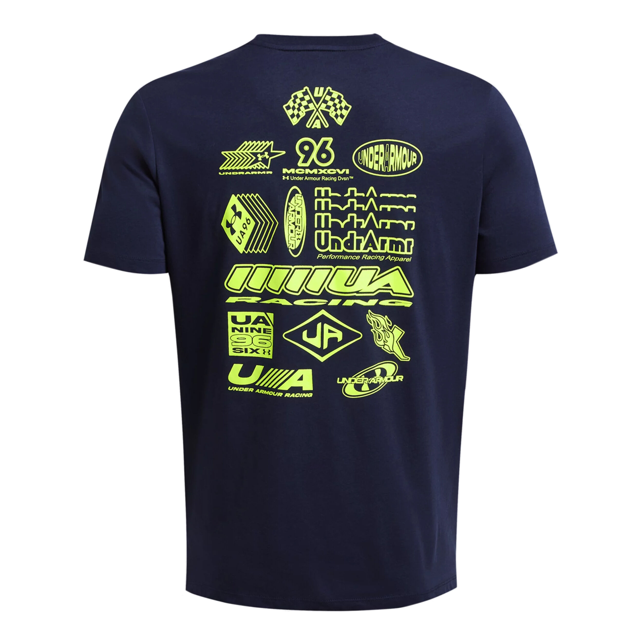 Run Everywhere Wreath SS Running Shirt Men - Dark Blue, Neon Yellow