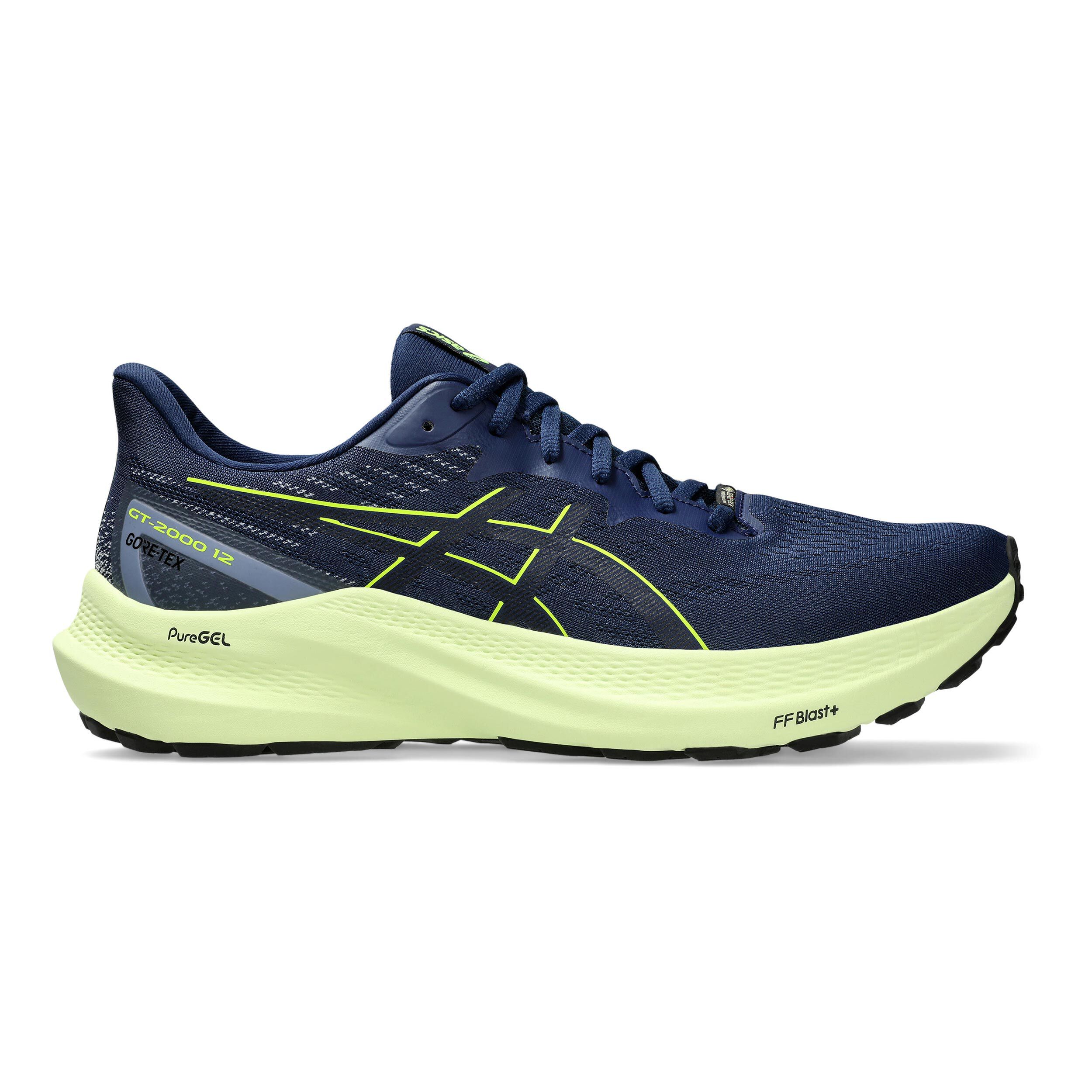 Buy ASICS GT 2000 12 GTX Stability Running Shoe Men Dark Blue Yellow online Running Point COM