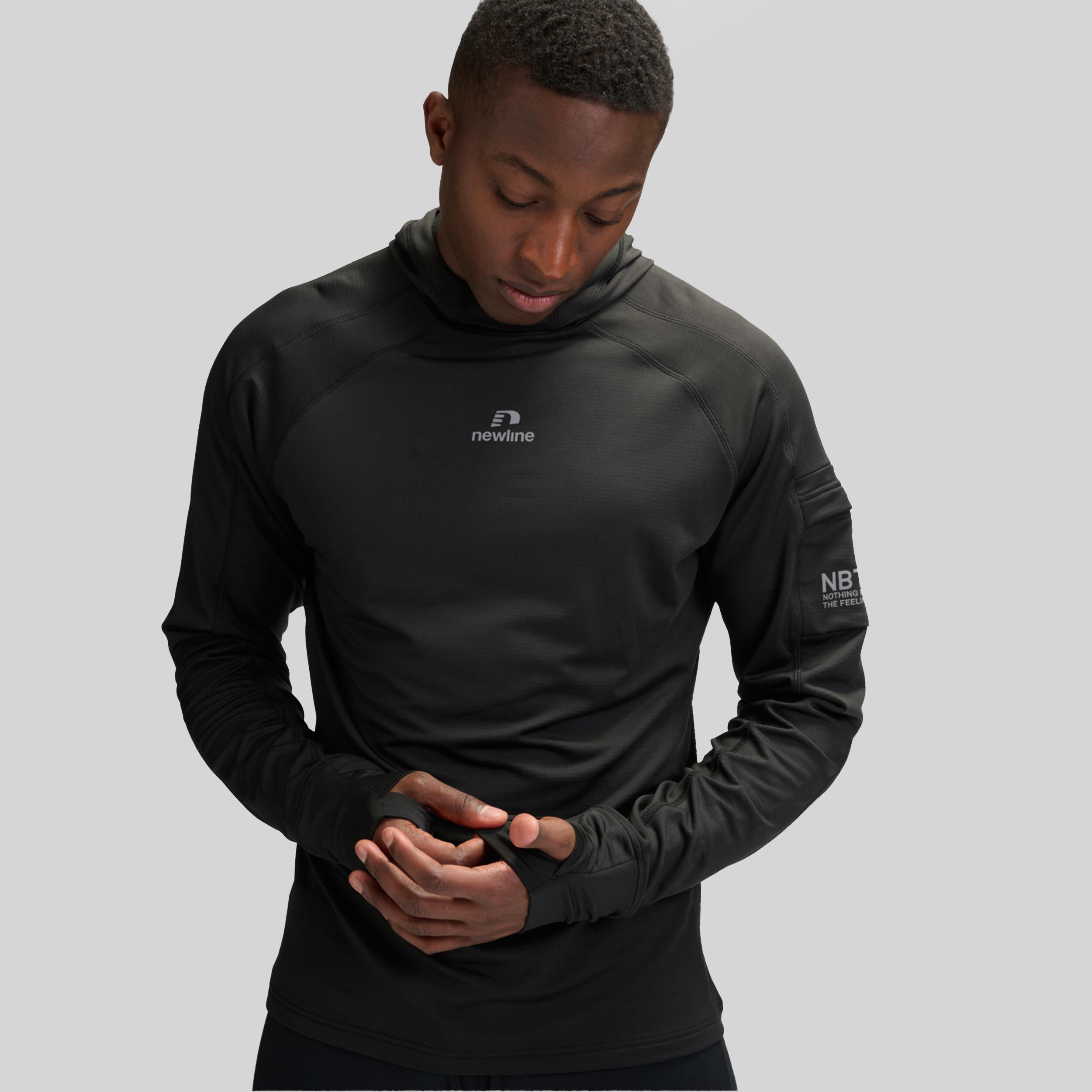 Rapid Hood Midlayer Running Top Men Black