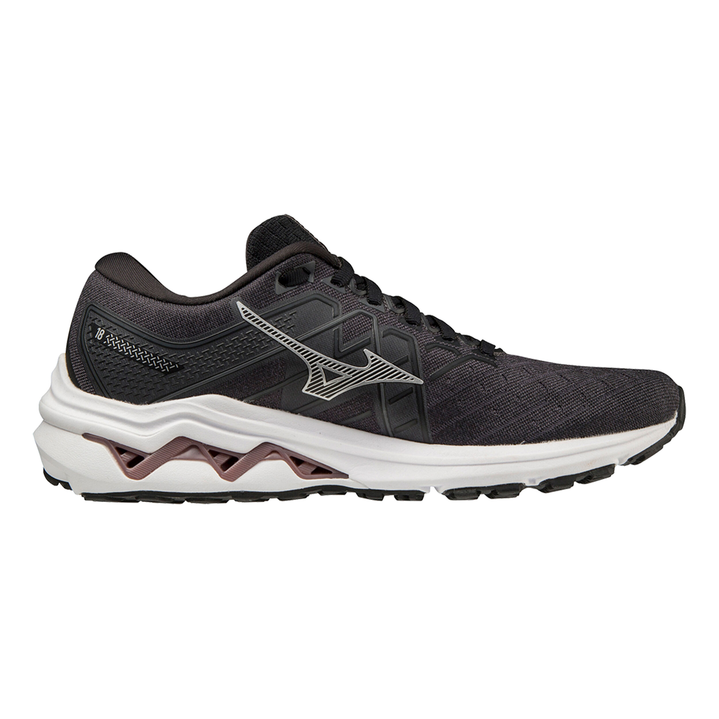 Buy Mizuno Wave Inspire 18 Stability Running Shoe Women Black Silver in size 38 online Running Point COM