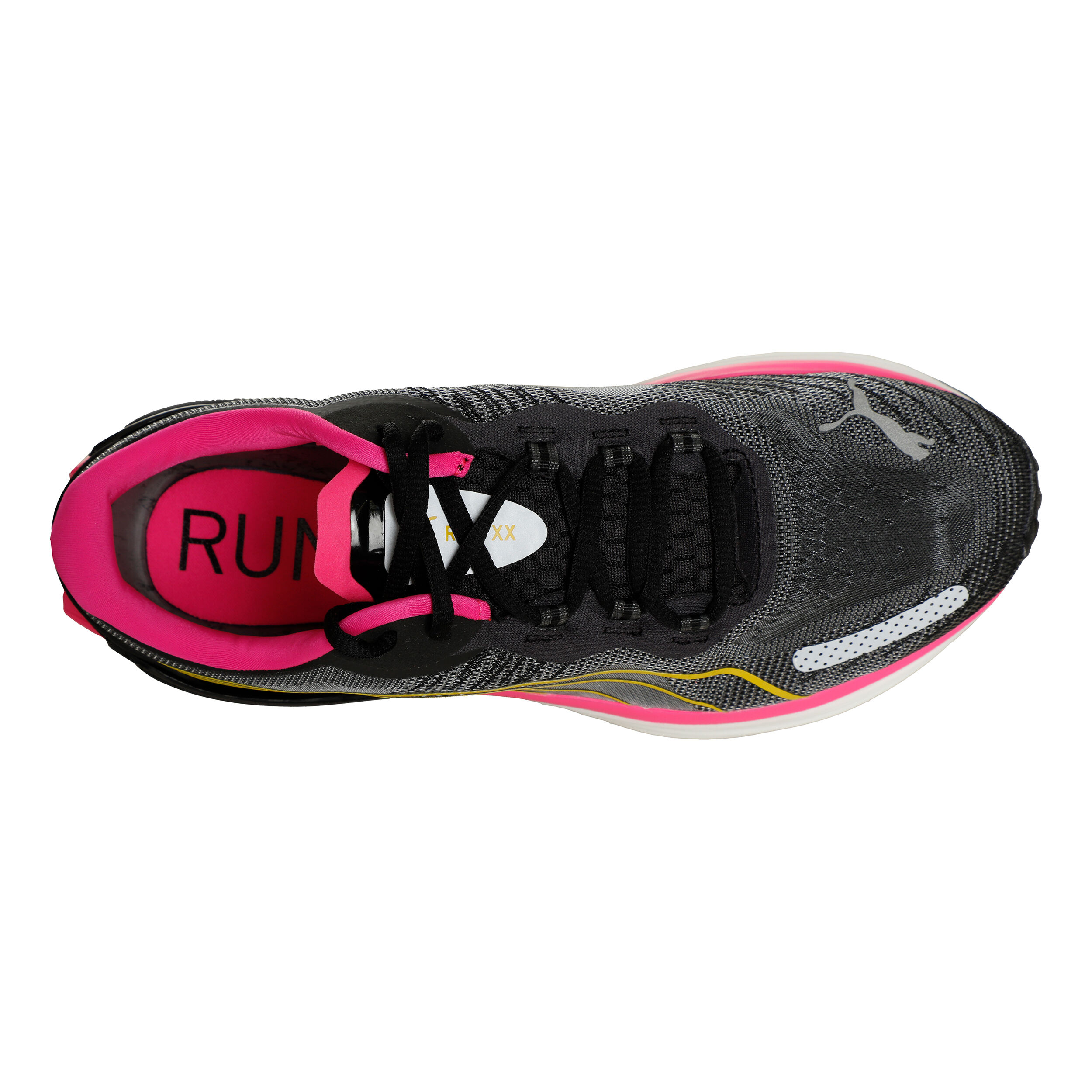 Womens black and pink puma shoes top