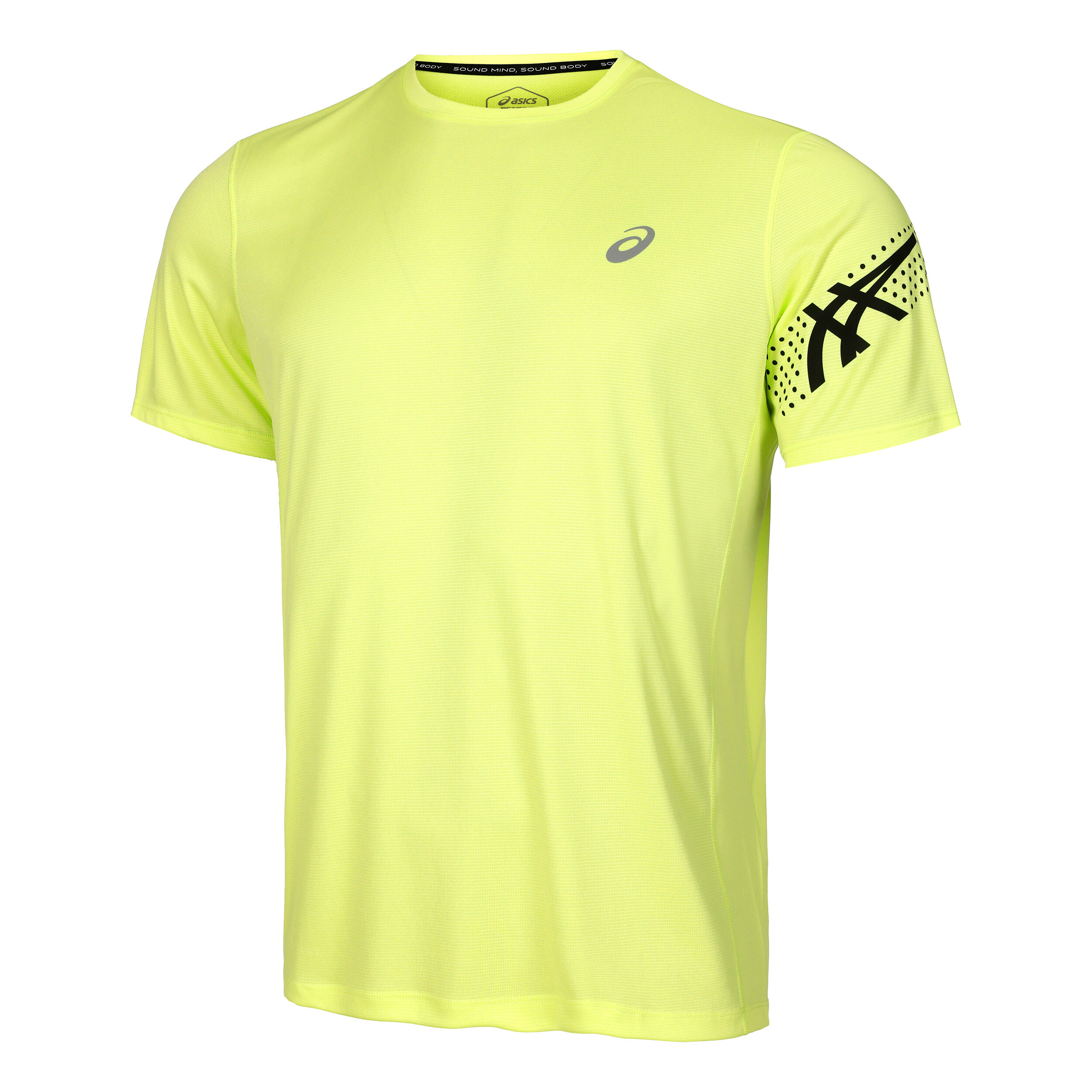 Buy ASICS Icon Running Shirt Men Neon Yellow Black in size XL online Running Point COM