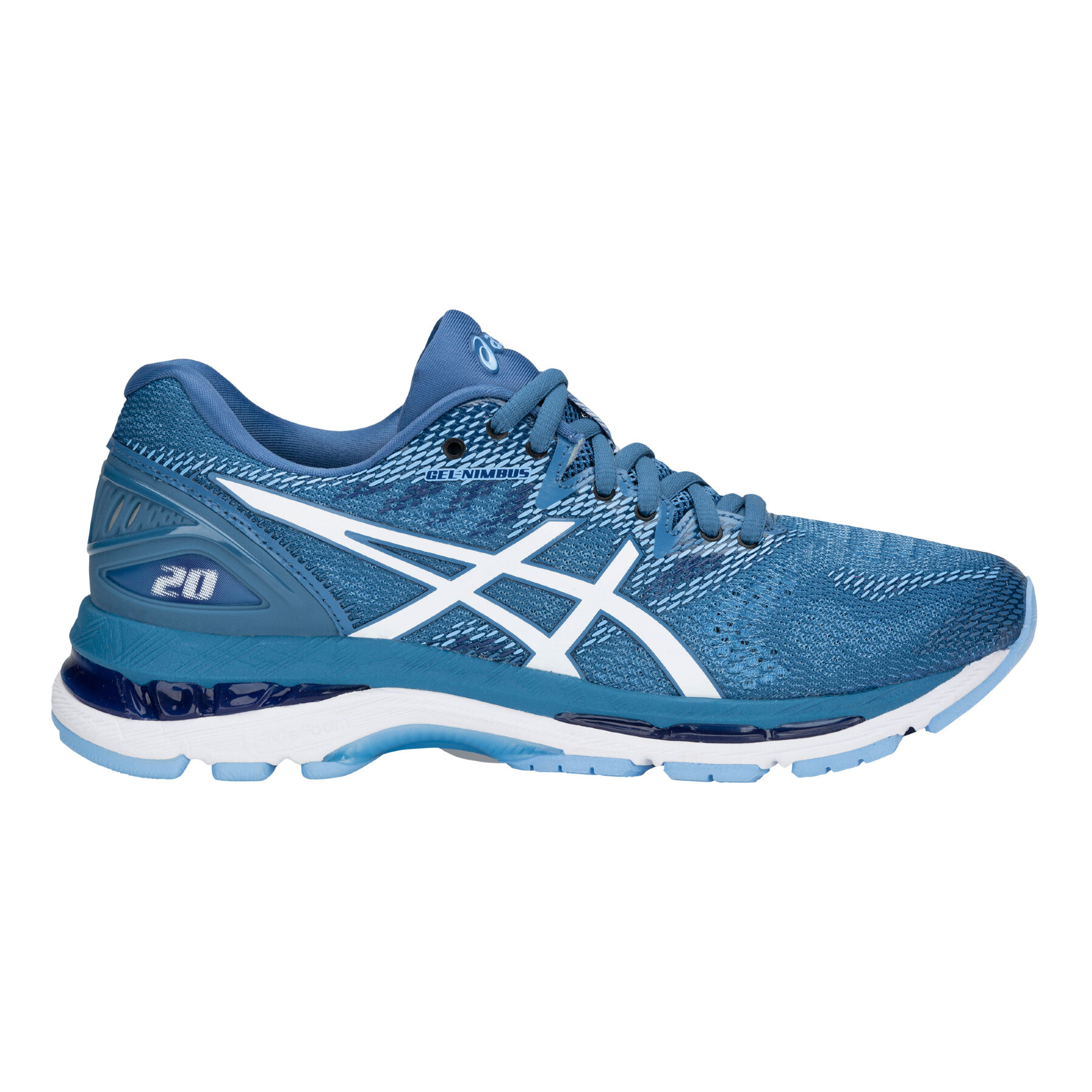 Gel Nimbus 20 Neutral Running Shoe Women Light Blue White