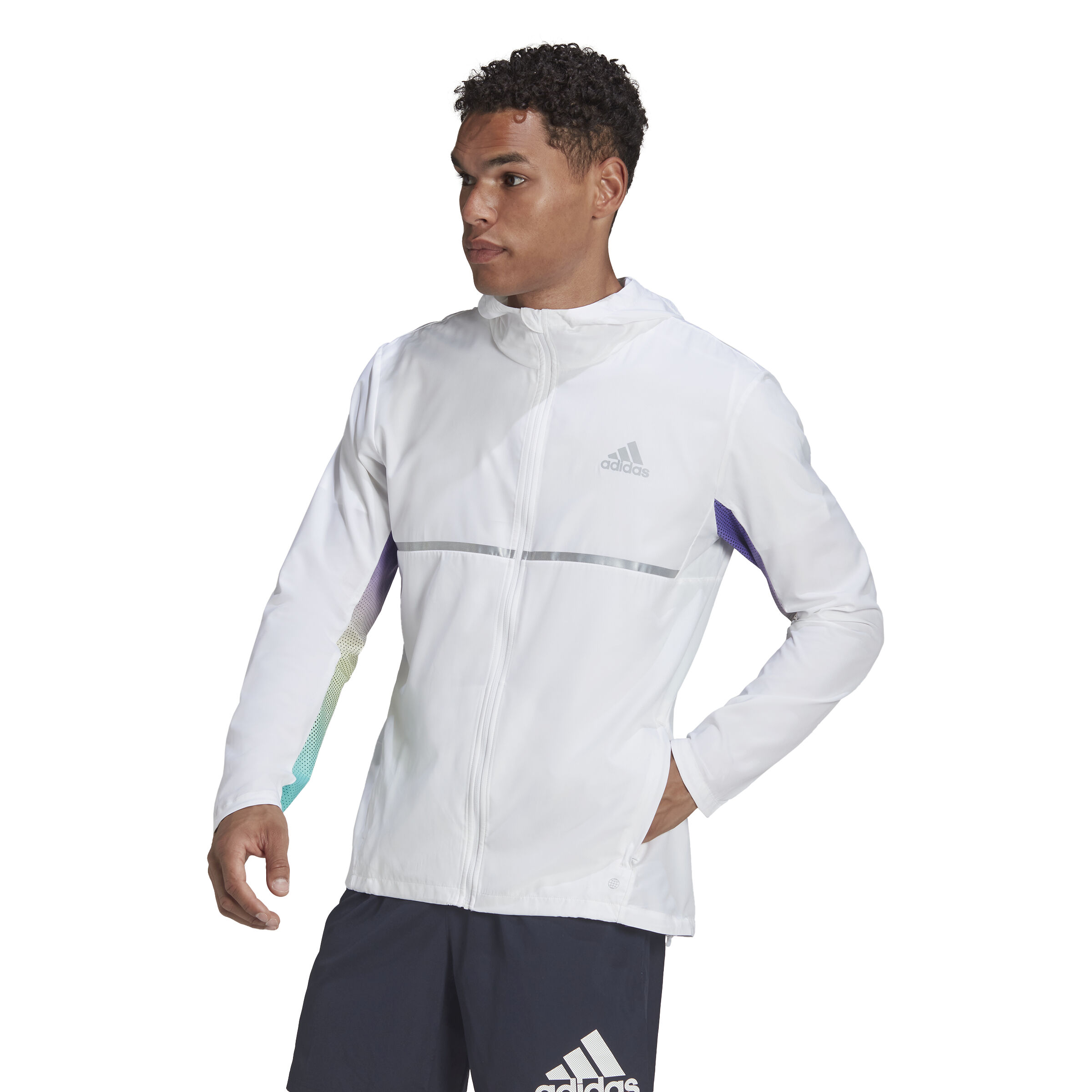 Adidas white hotsell running jacket