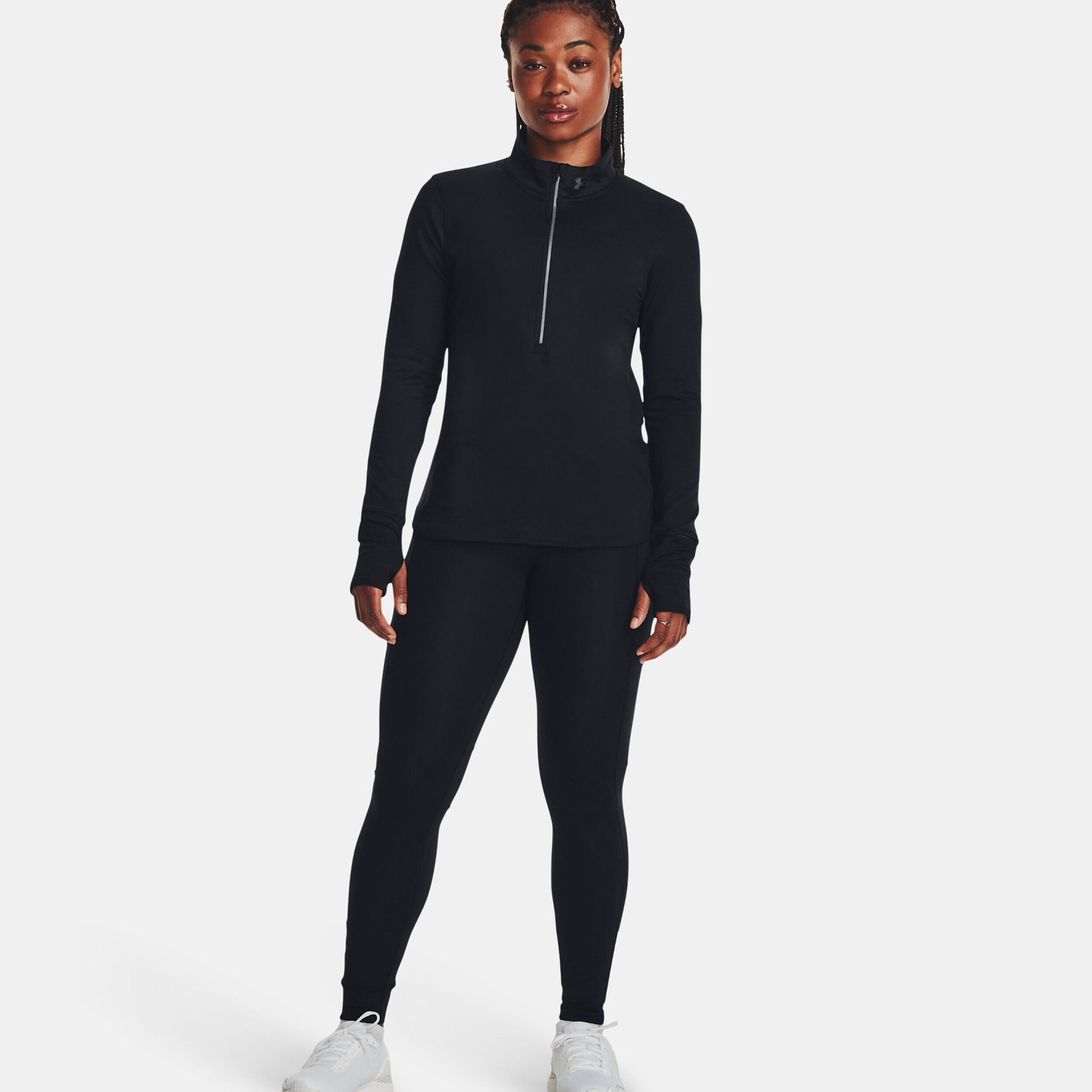 Half zip running top womens black shop