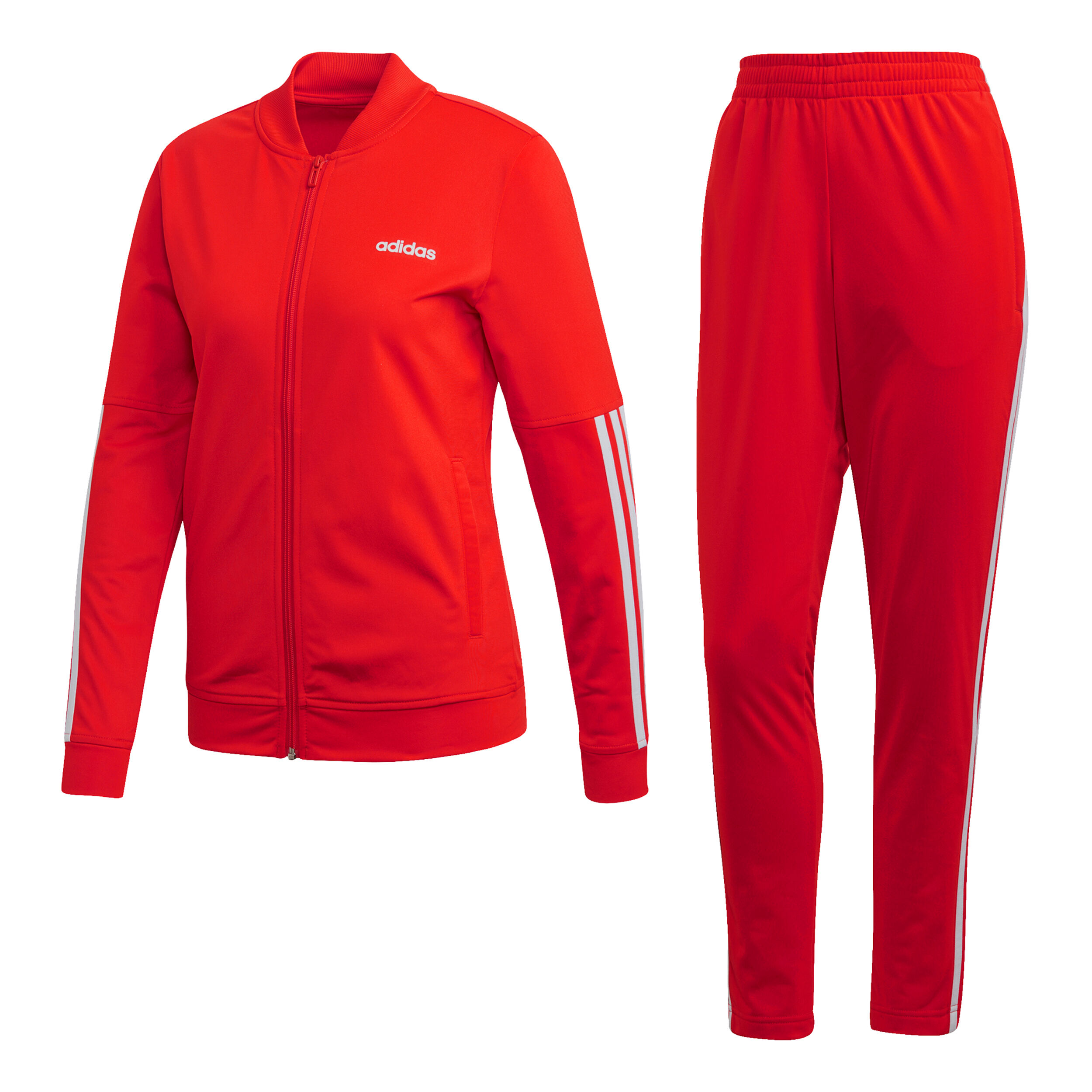 Red and white adidas tracksuit womens discount