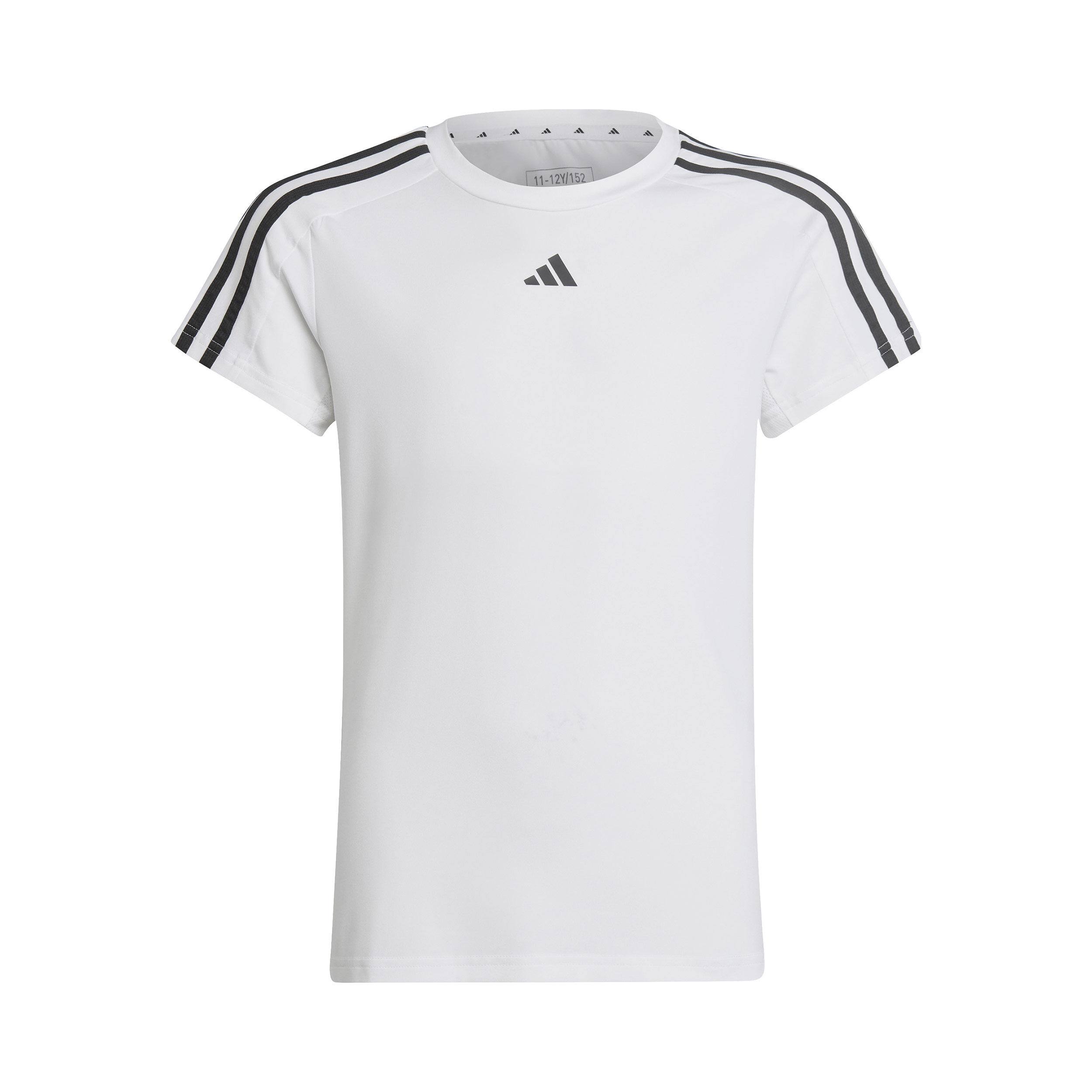 Buy adidas 3 Stripes T Shirt Girls White Black in size 128 online Running Point COM