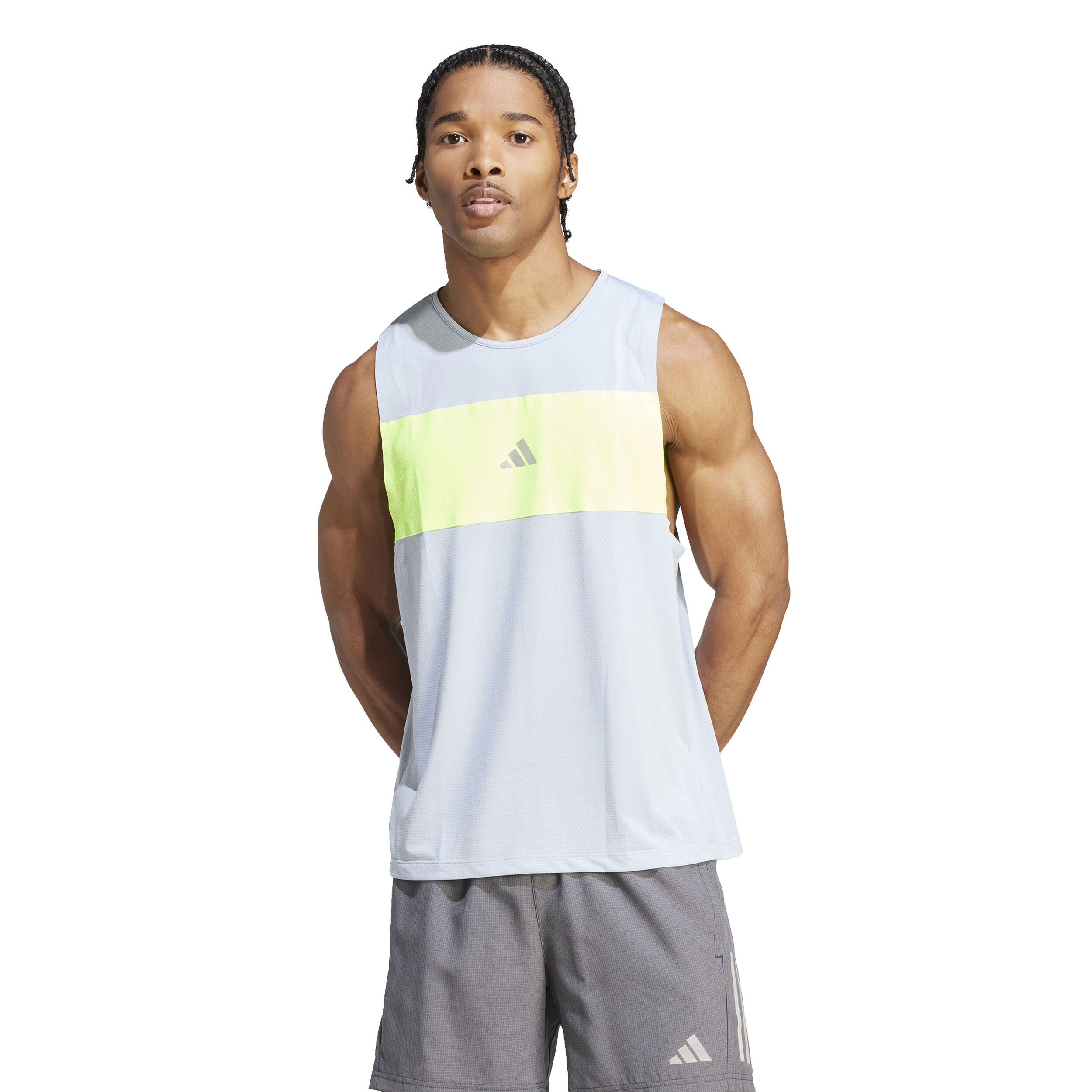 Buy adidas BTN Running Shirt Men Light Blue Neon Yellow online Running Point COM