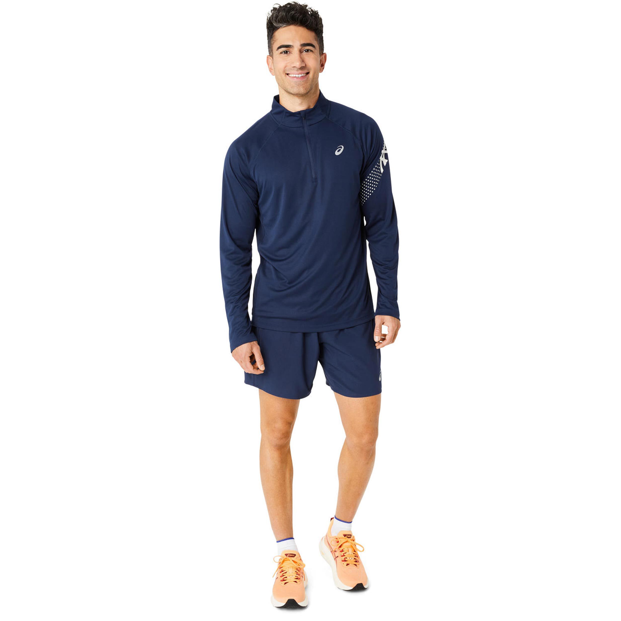 Buy ASICS Icon Ls 1/2 Zip Running Shirt Men Dark Blue online Buy ASICS Icon Ls 1/2 Zip Running Shirt Men Dark Blue online