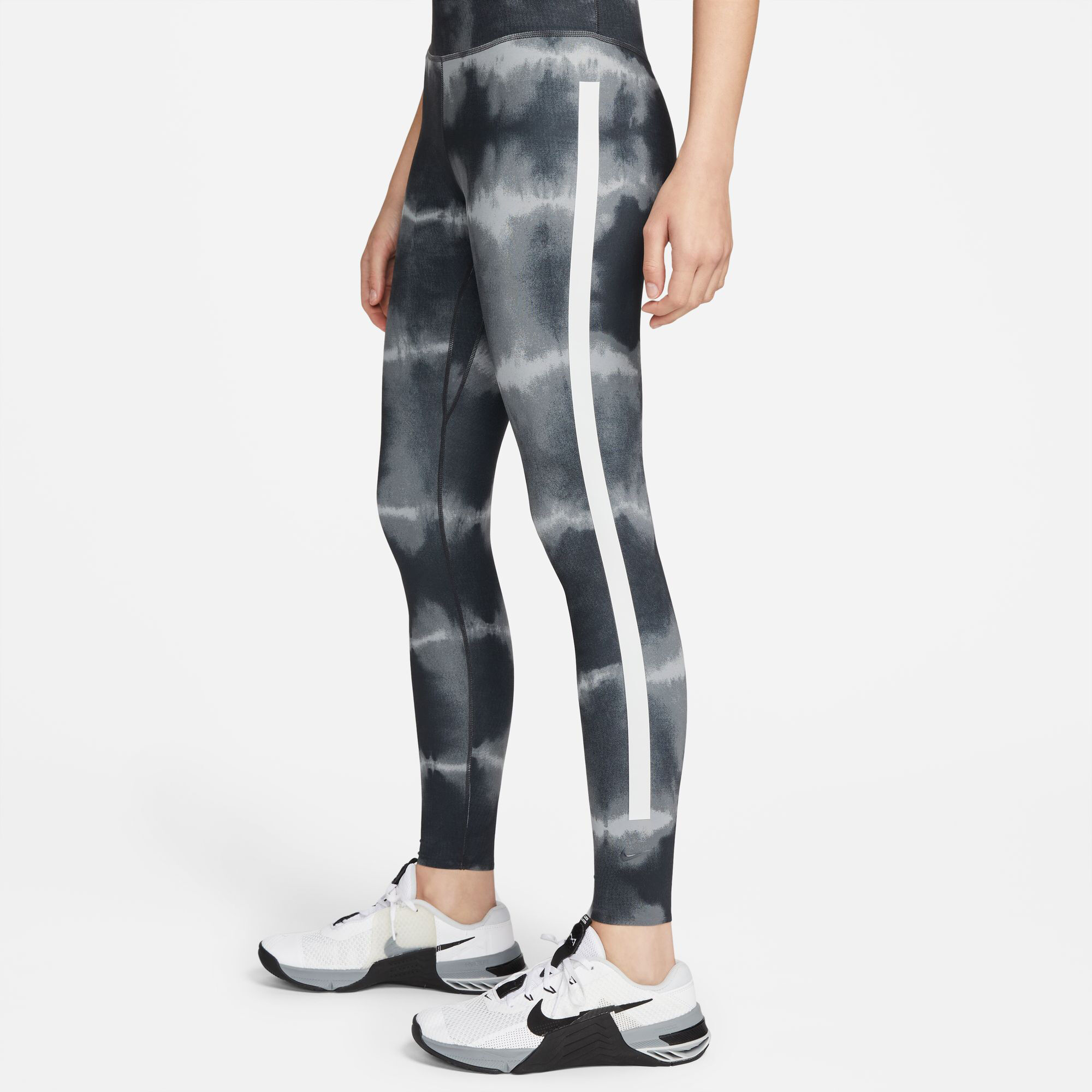 Dri Fit One Luxe Mid Rise All Over Print Tight Women Black Grey