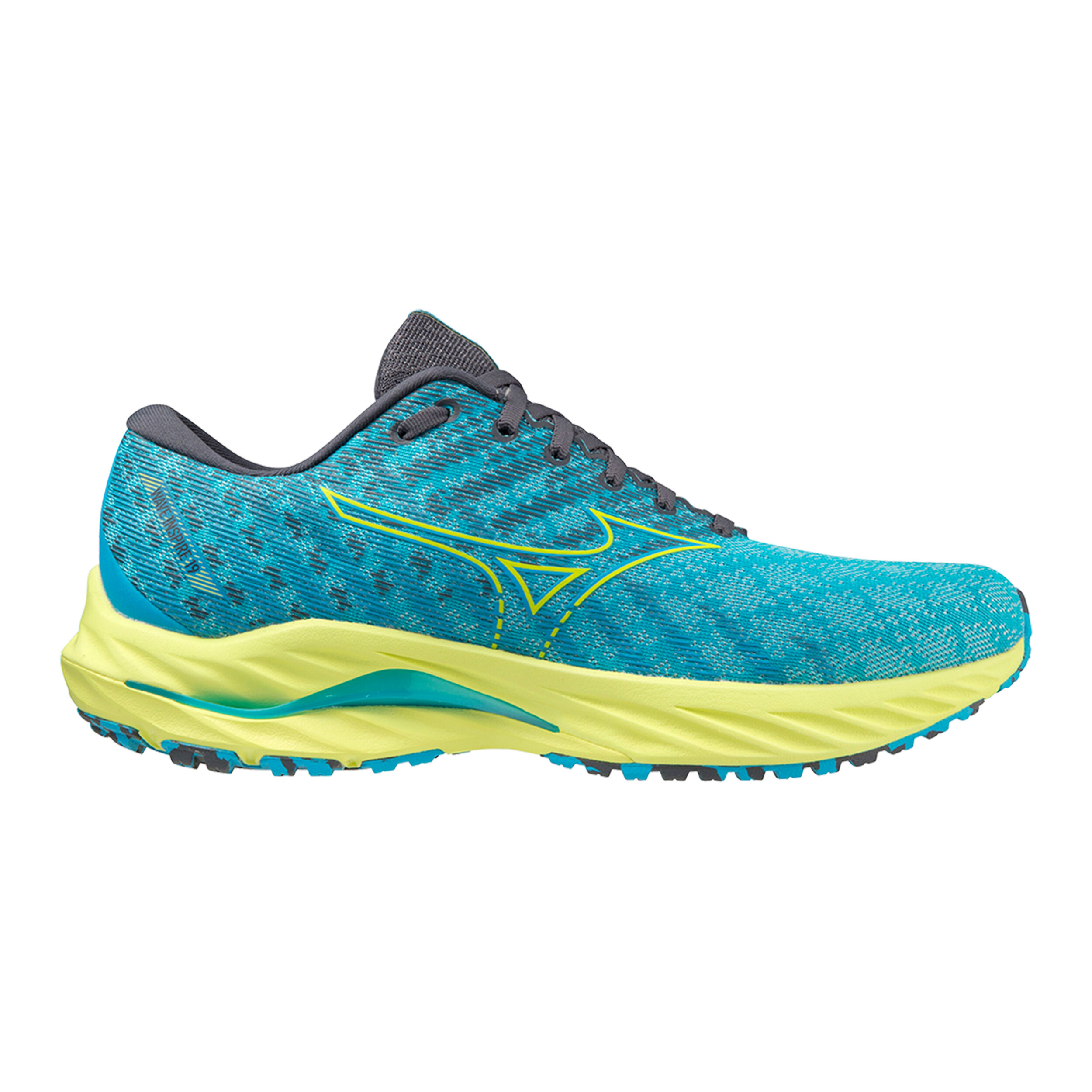 Buy Mizuno Wave Inspire 19 Stability Running Shoe Men Blue Neon Yellow online Running Point COM