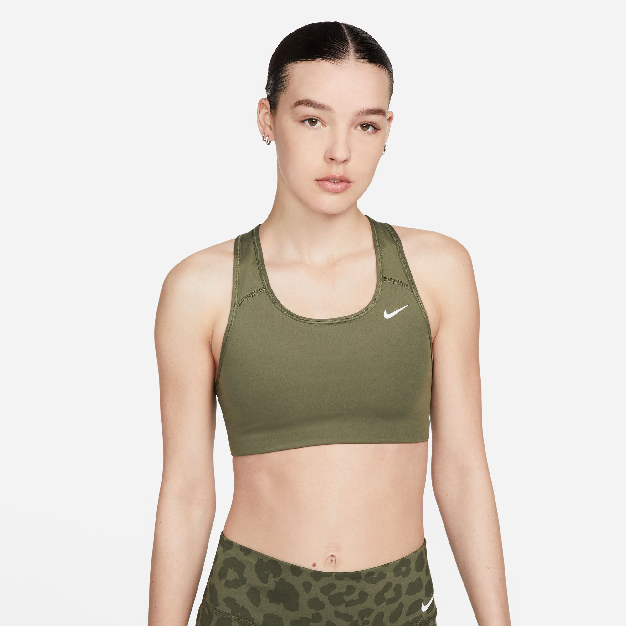 olive green nike sports bra