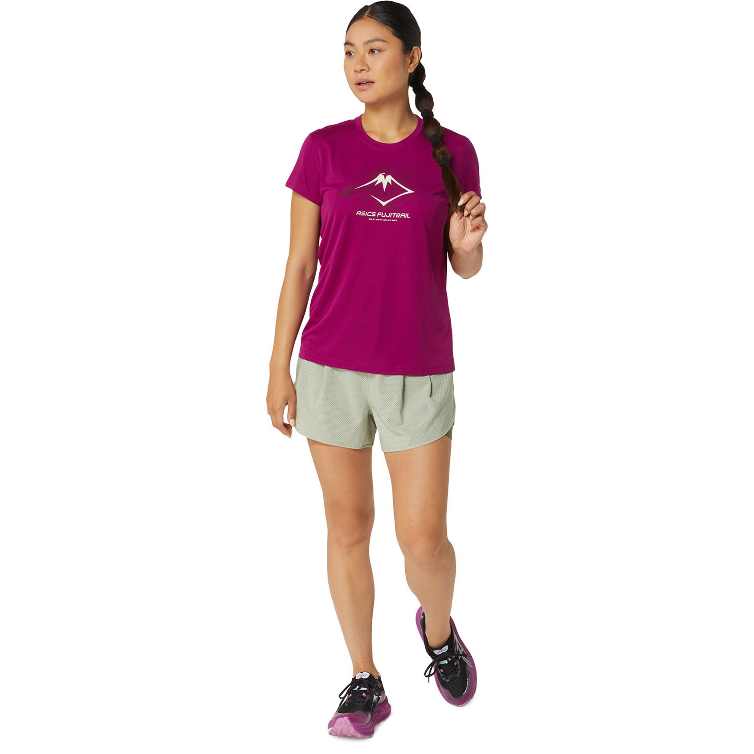 【数量限定】旧モデル在庫処分セールを開催します！ Running Logo Fujitrail ASICS Buy Shirt online Berry Women 女性用