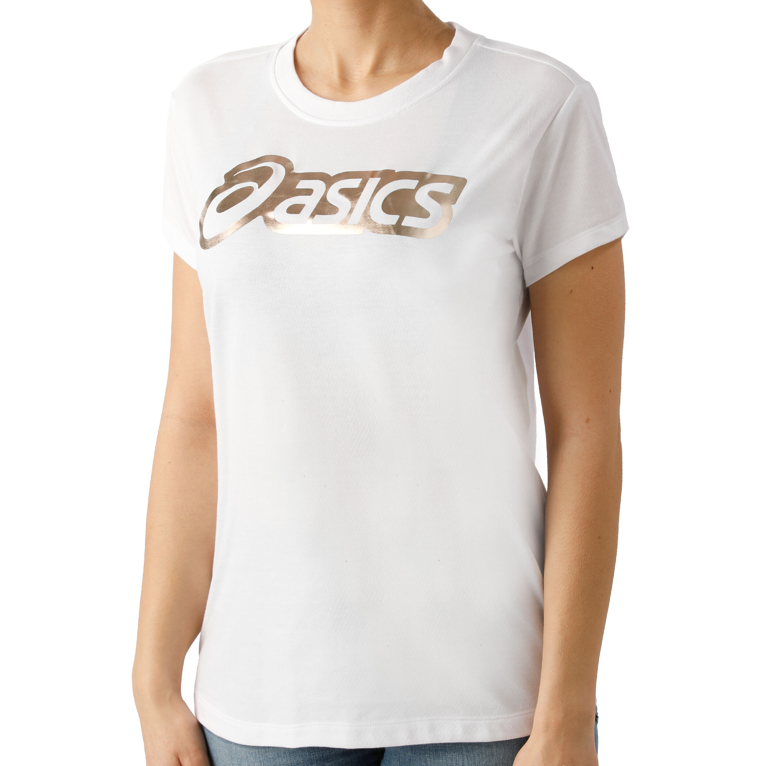 Buy ASICS Logo Graphic T Shirt Women White Gold online Running Point COM