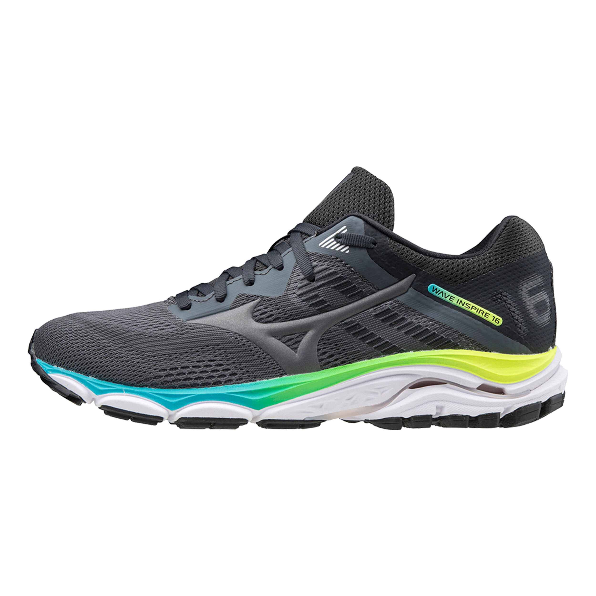 Buy Mizuno Wave Inspire 16 Stability Running Shoe Women Dark Grey Multicoloured in size 37 online Running Point COM