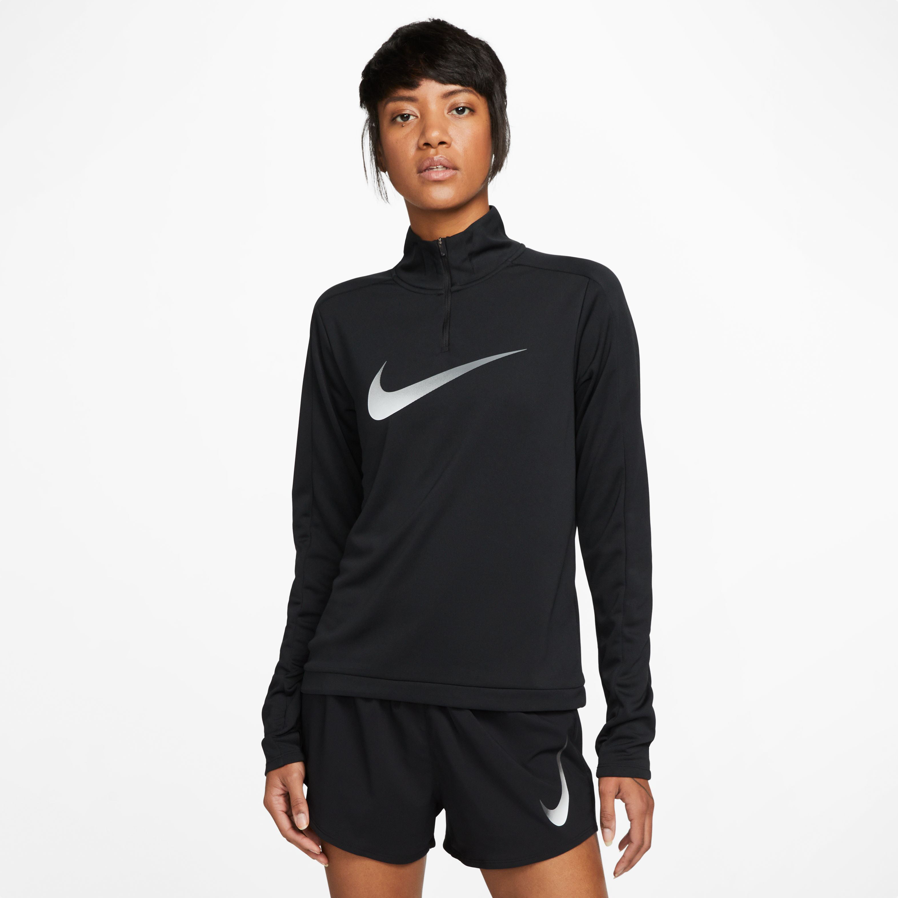 Women's half zip running top grey discount